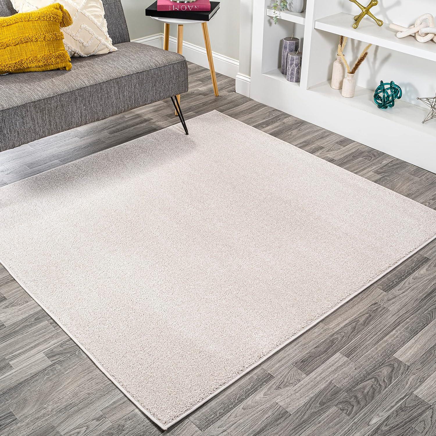 5'x5' Haze Solid Low-Pile, Ivory - JONATHAN Y