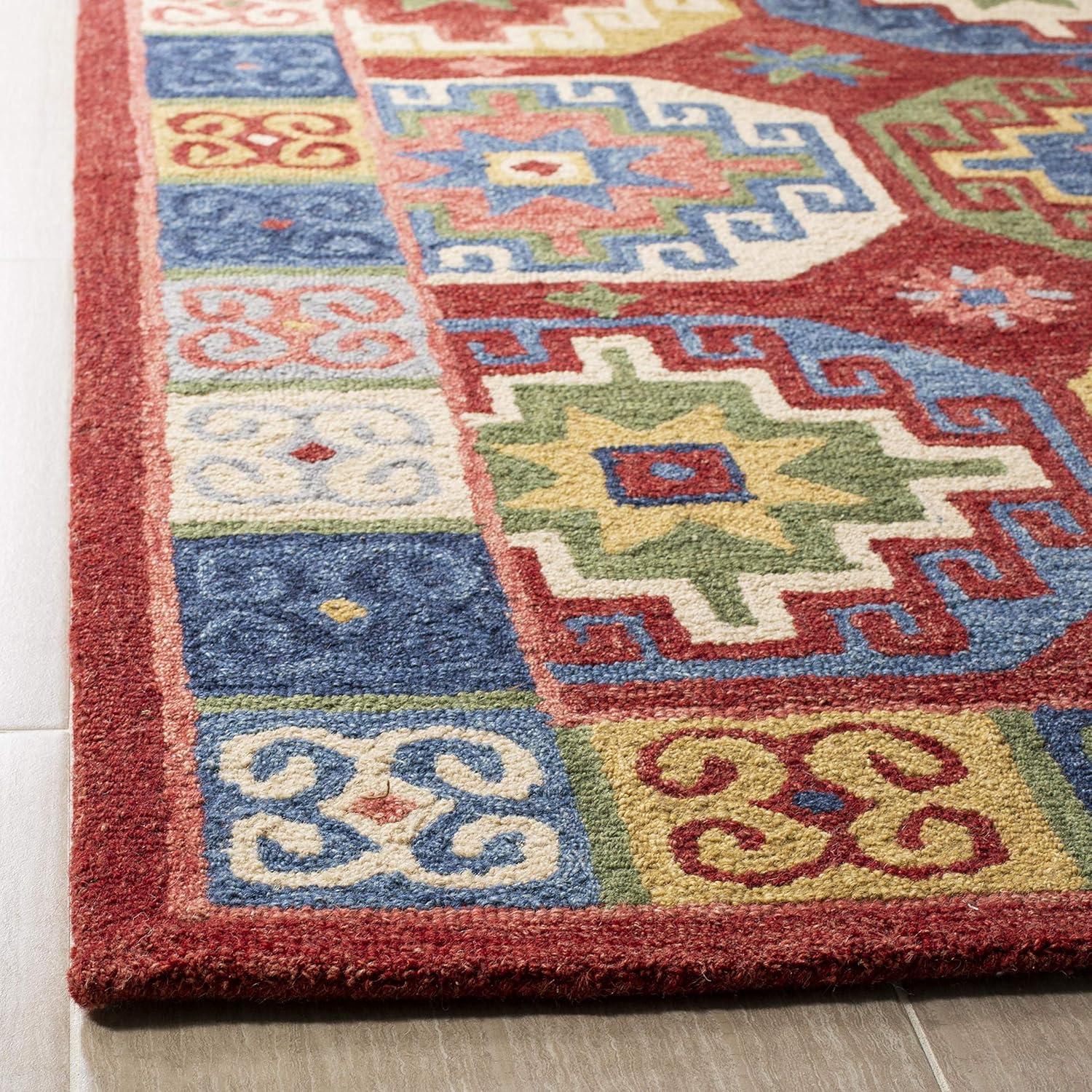 Aspen APN802 Hand Tufted Indoor Accent Rug - Red/Blue - 2'3"x4' - Safavieh