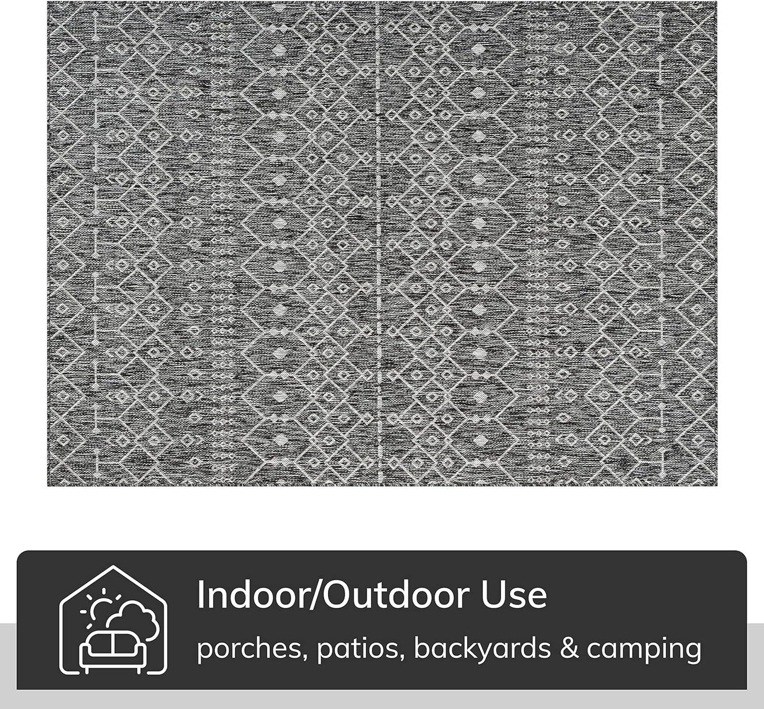 Well Woven Nors Indoor / Outdoor Flat Weave Pile Nordic Lattice Area Rug