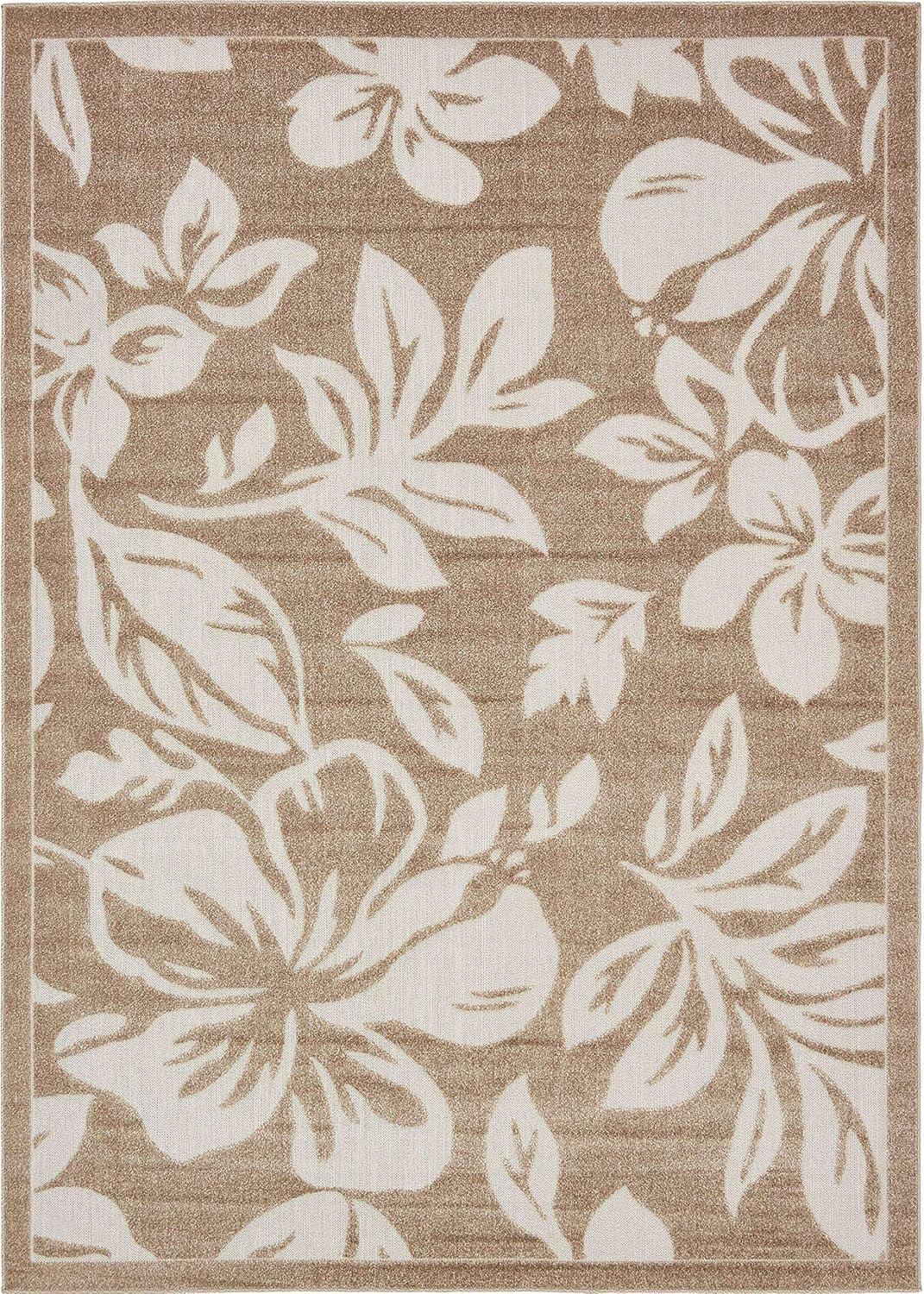 Unique Loom 7' 1 x 10' 0 Beige Outdoor Botanical Jacksonville Area Rug