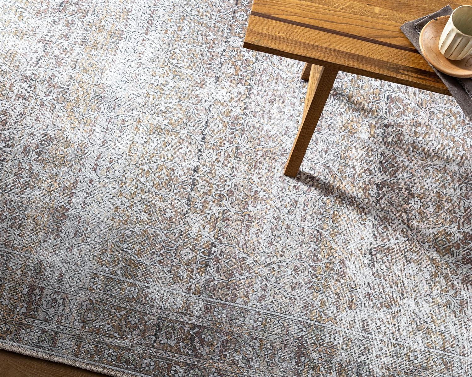 Our PNW Home x Livabliss Our PNW Home x Livabliss Machine Washable Oriental Boho Dark Brown Cream Area Rug