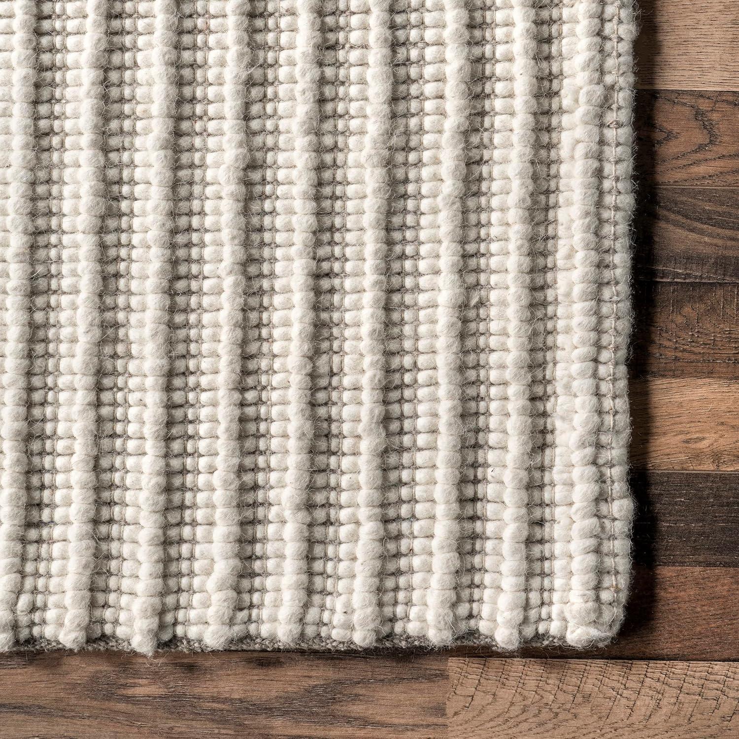Nuloom Dorene Abstract 4x6 Wool Indoor Area Rug for Living Room Bedroom Dining Room Kitchen, Ivory