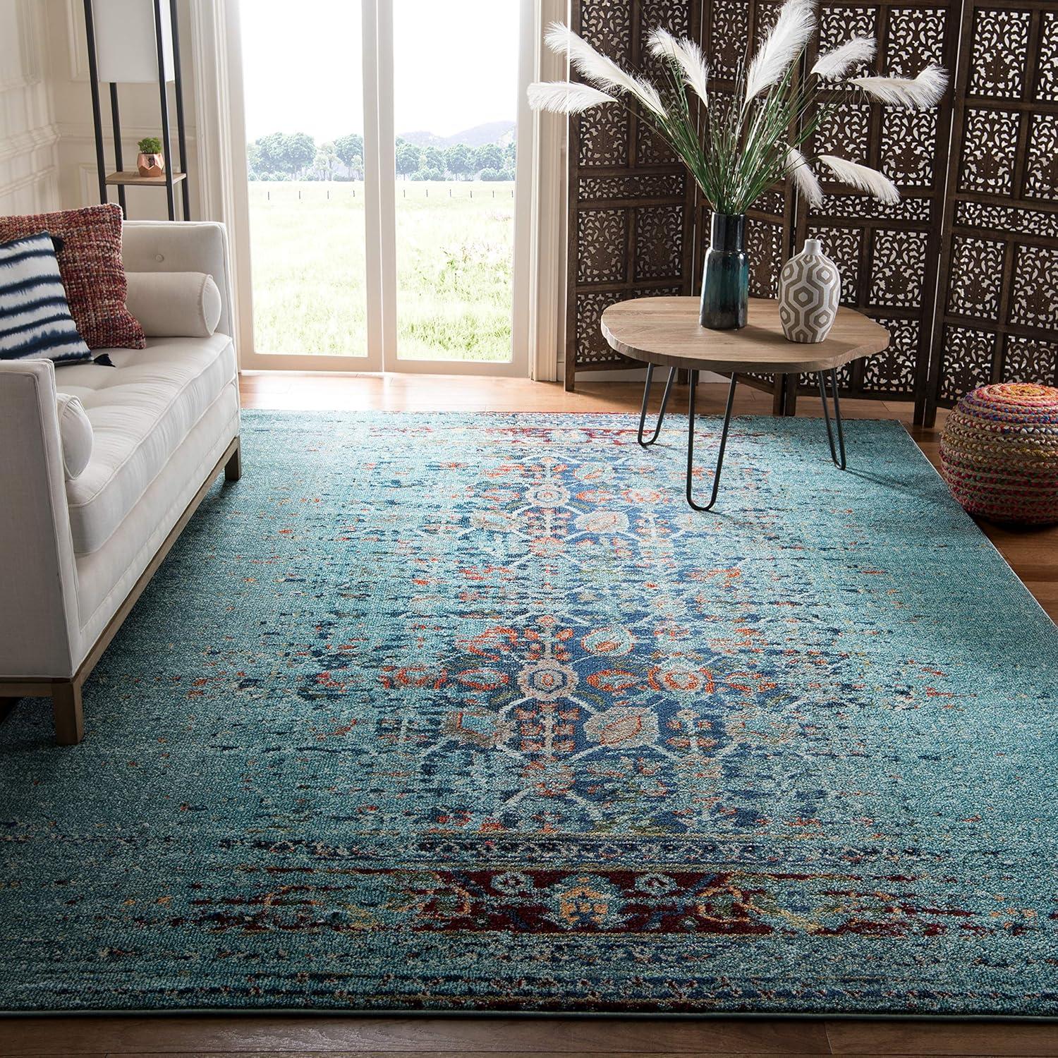 Monaco MNC208 Power Loomed Indoor Area Rug - Blue/Multi - 6'7"x6'7" - Safavieh