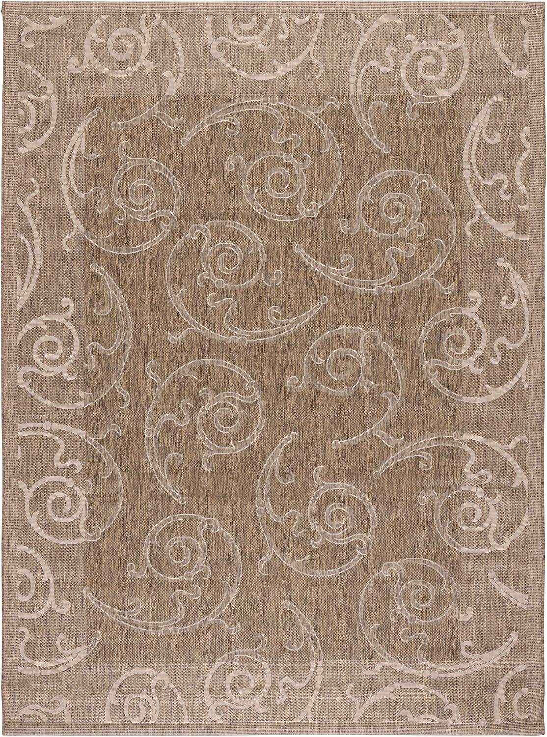 SAFAVIEH Courtyard Daniel Floral Indoor/Outdoor Area Rug, 9' x 12', Brown/Natural