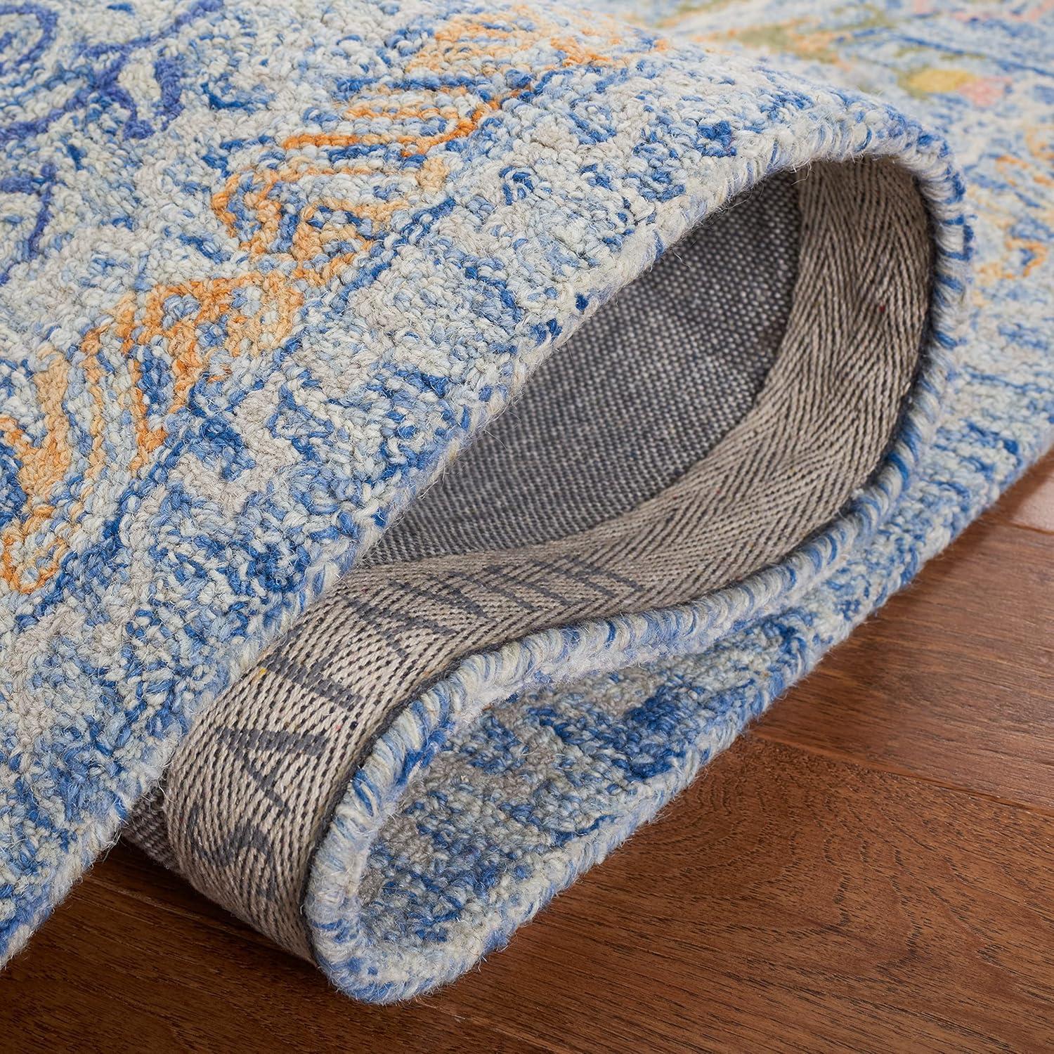 Handmade Blue Wool 9' x 12' Tufted Area Rug