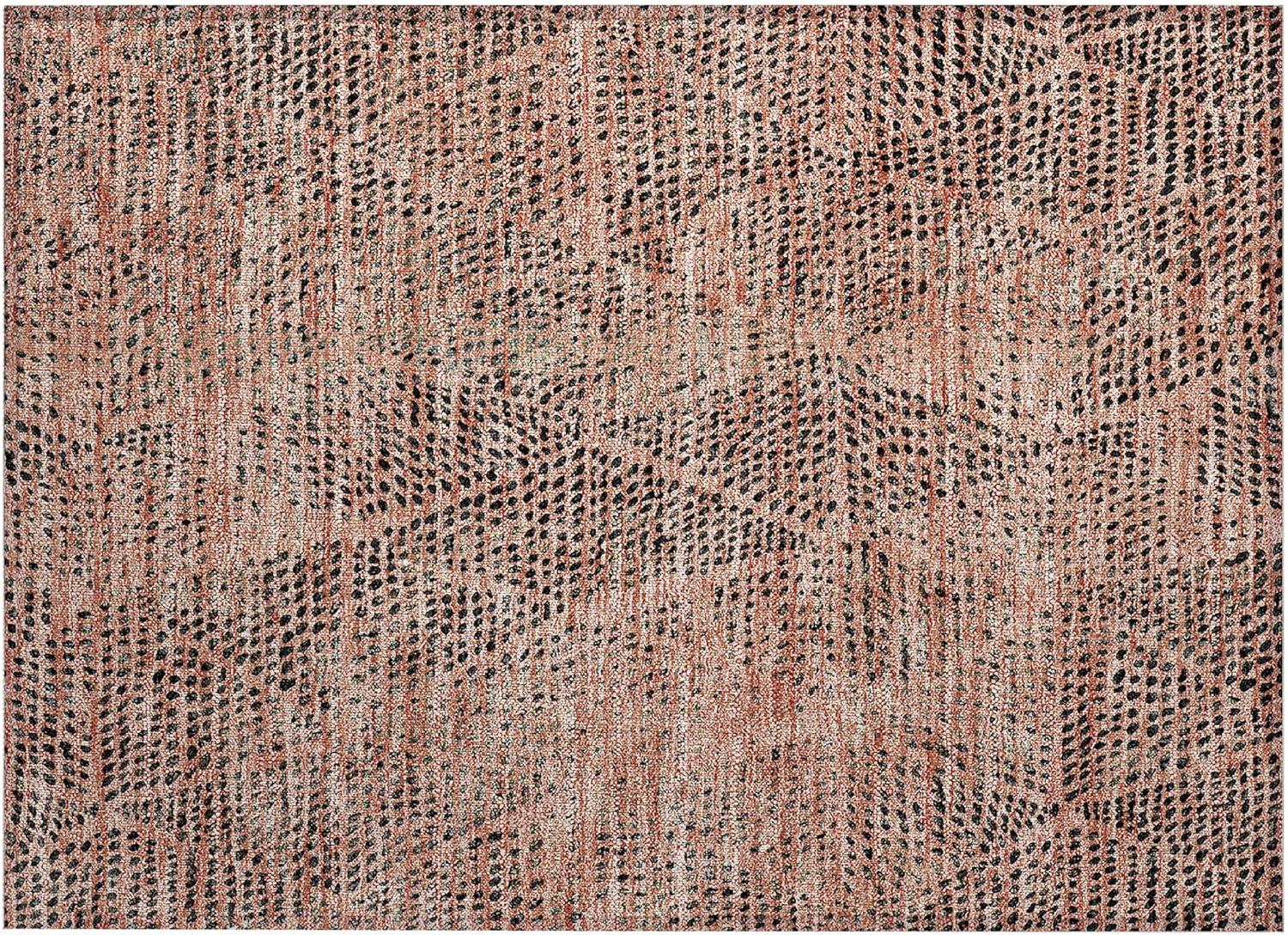 Salmon Diamond Pattern Washable Synthetic Area Rug