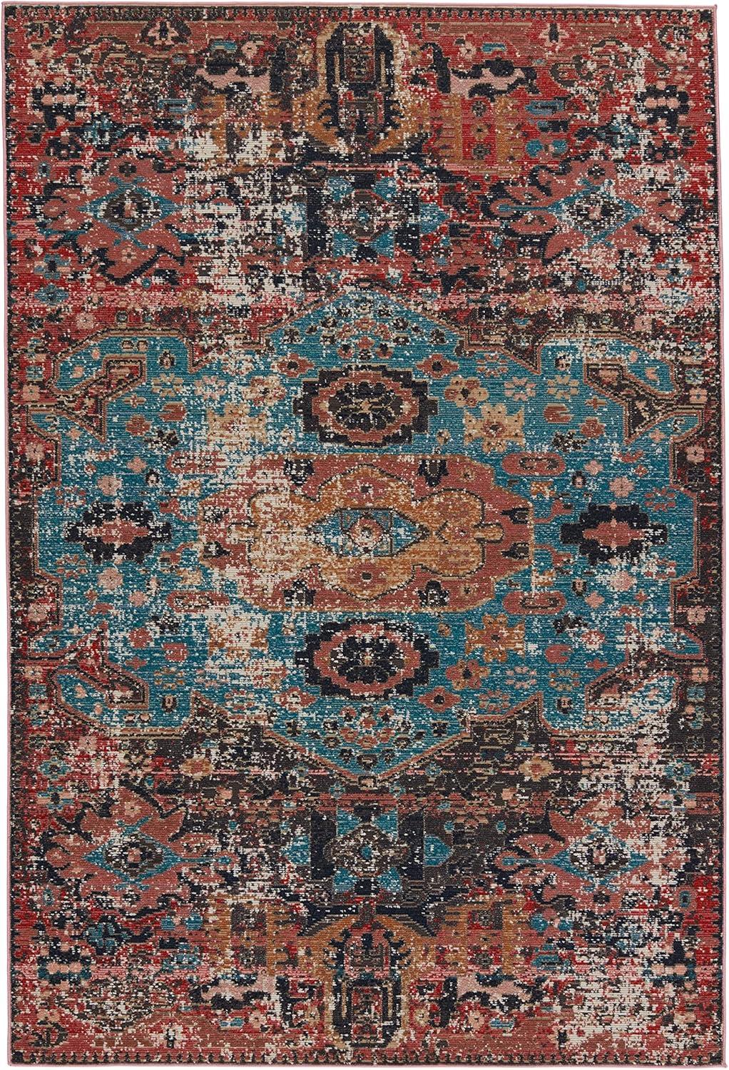 Presia Indoor/Outdoor Medallion Area Rug Red/Teal - Jaipur Living