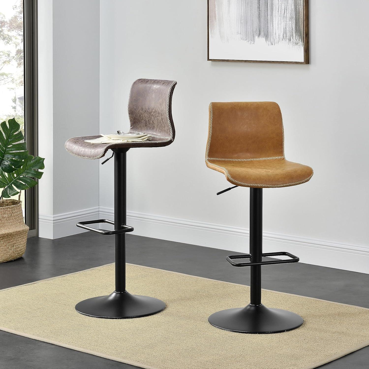 New Pacific Direct Jayden 31.5" PU Leather Bar Stool in Coffee/Brown (Set of 2)