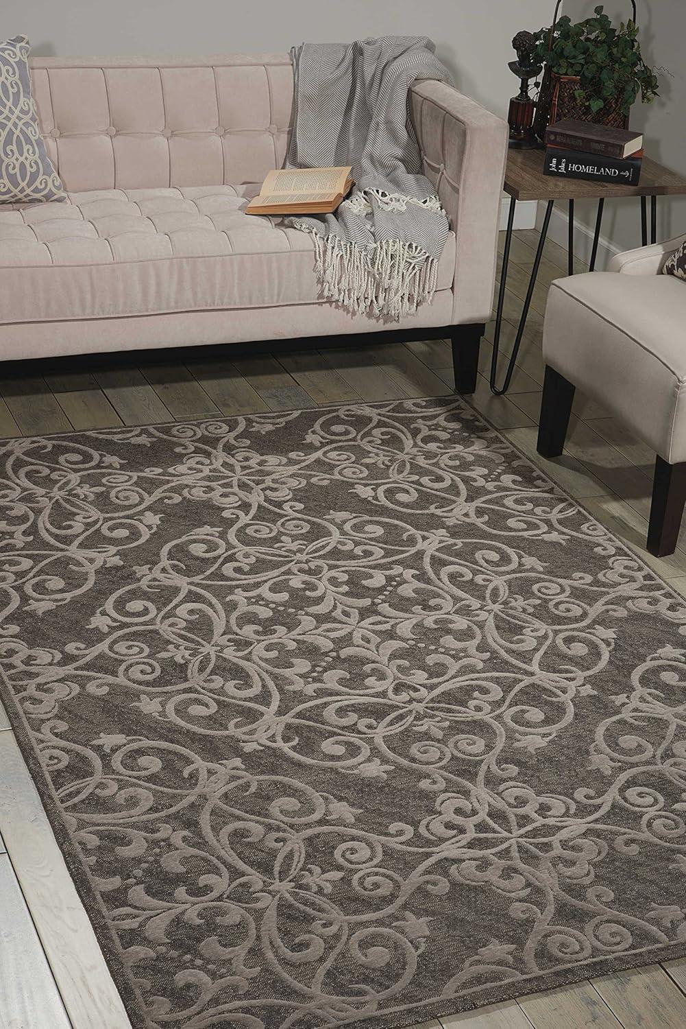 Gray Chenille Cotton 5' x 7' Rectangular Area Rug