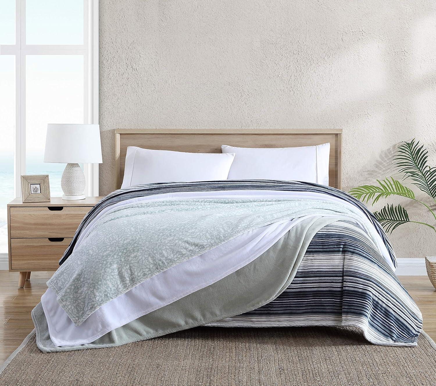 Tommy Bahama Ultra Soft Plush Printed Reversible Blanket