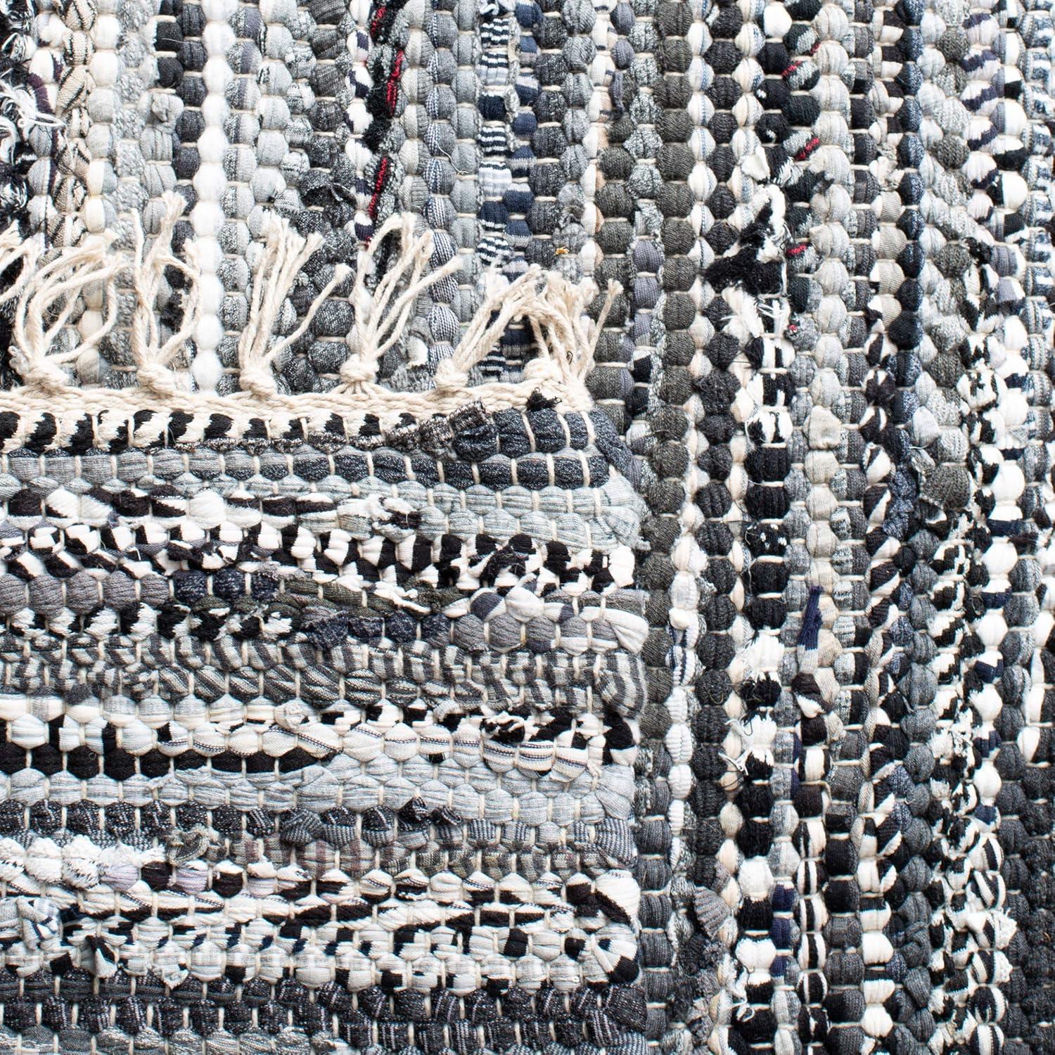 Rag Rug RAR128 Hand Woven Indoor Area Rug - Grey - 4'x4' - Safavieh.