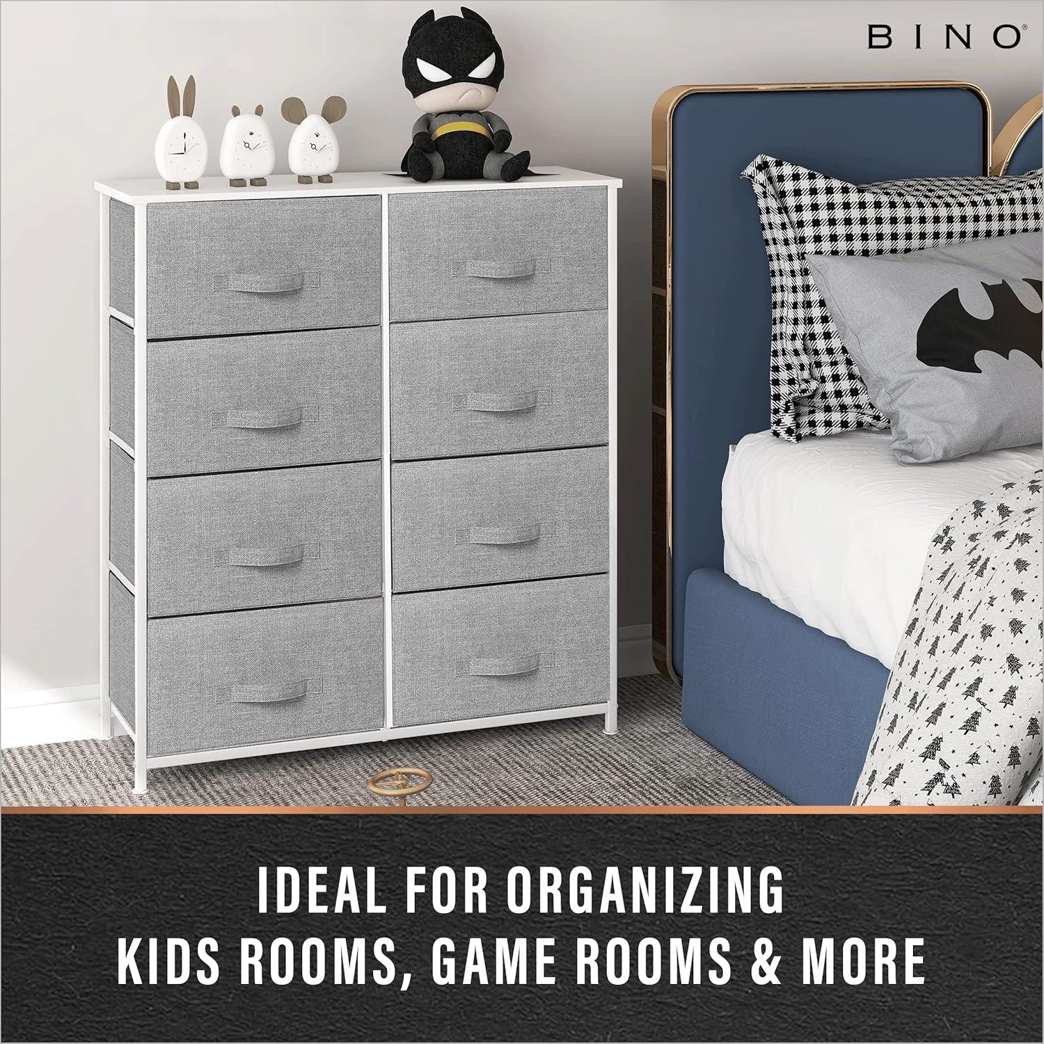 Bigroof Dresser Storage Organizer, Fabric Drawers Closet of Drawers Storage Unit for Bedroom Steel Frame Wood Top(Light Gray-7 Drawers)