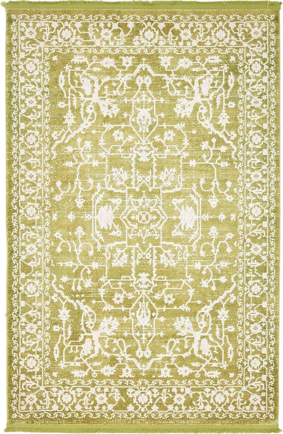Unique Loom New Classical Collection Area Rug - Olympia (4' 1" x 6' 1" Rectangle Light Green/Ivory)