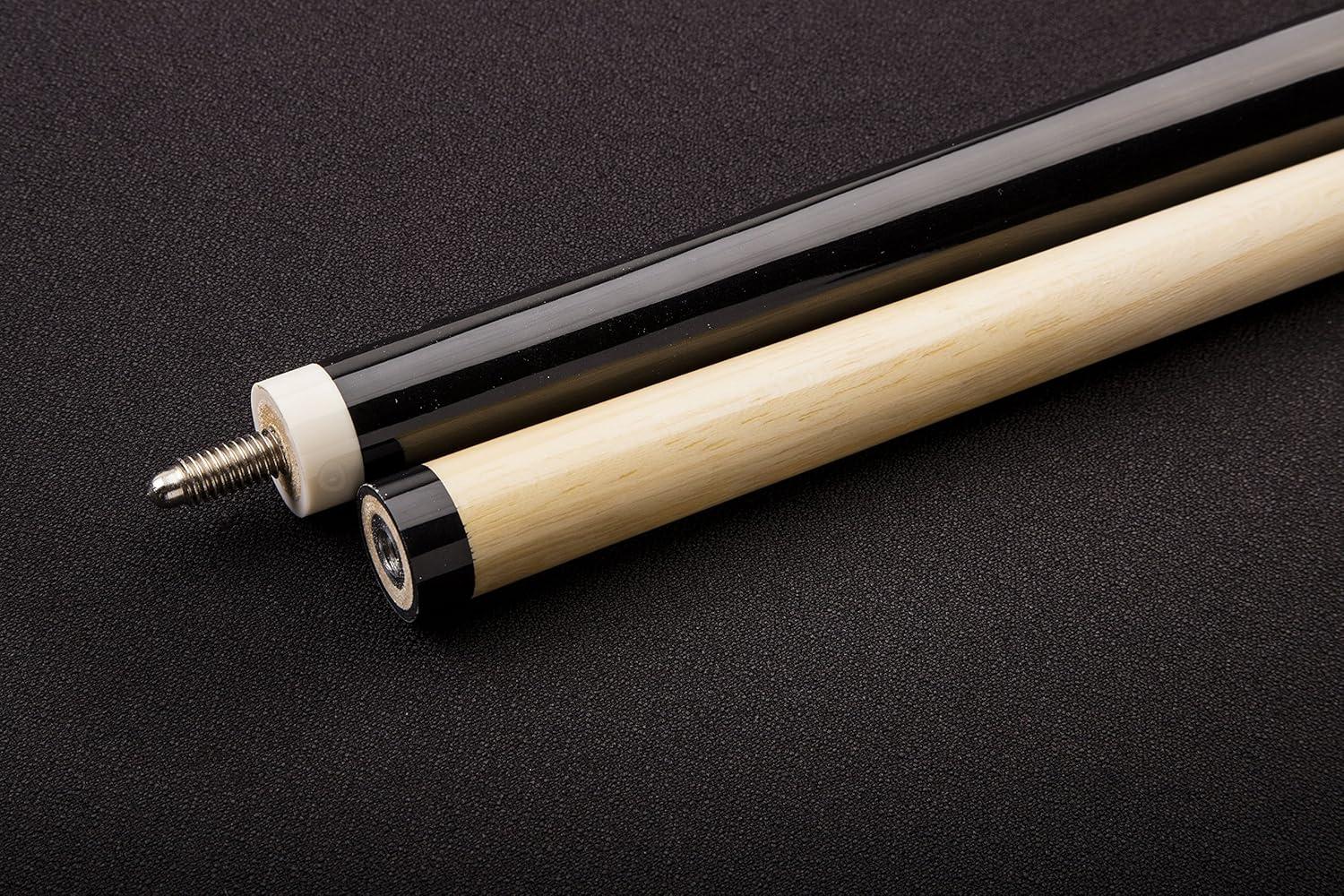 Mizerak 57" House Cue (2-Piece) with 12mm Ferrule with Leather Tip, Hardwood Construction and High Gloss Finish - Black