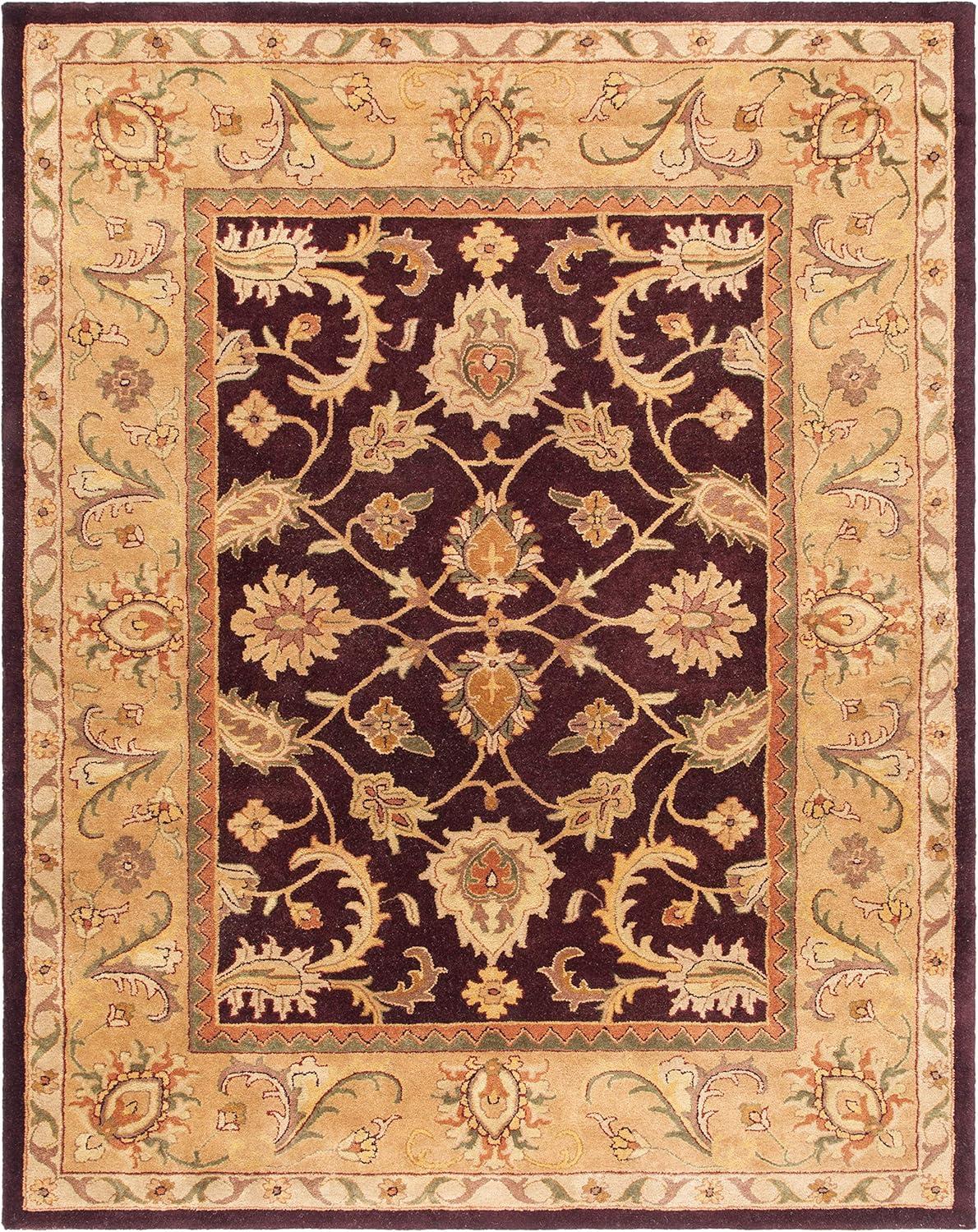 SAFAVIEH Classic Karolina Floral Bordered Wool Area Rug, Dark Plum/Gold, 9'6" x 13'6"