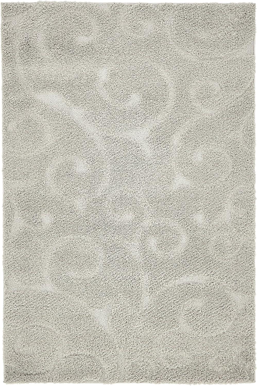 Gray Floral Vine Shag Rug, 4' x 6', Easy-Care Synthetic