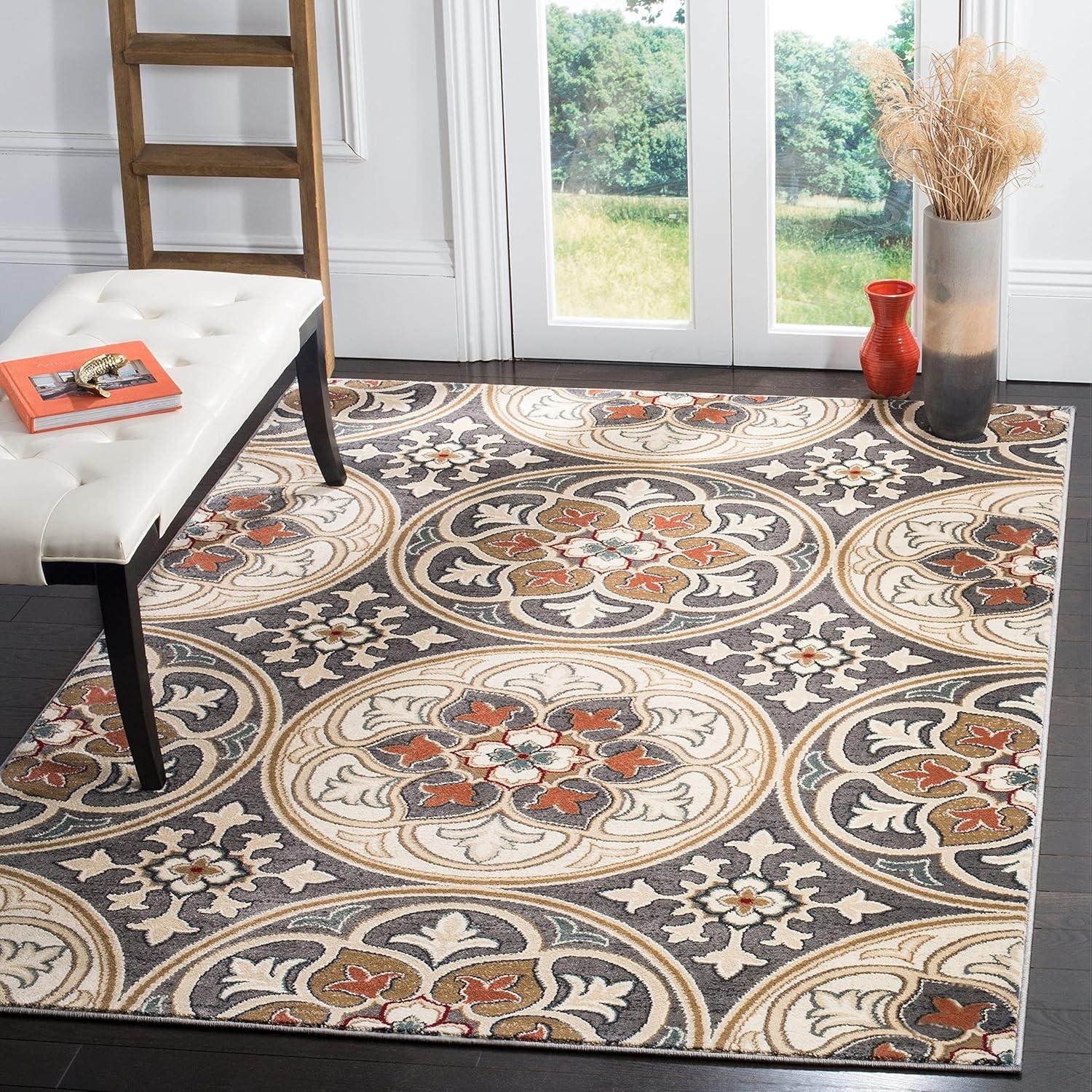 Lyndhurst LNH341 Power Loomed Area Rug - Light Grey/Beige - 8'x11' - Safavieh