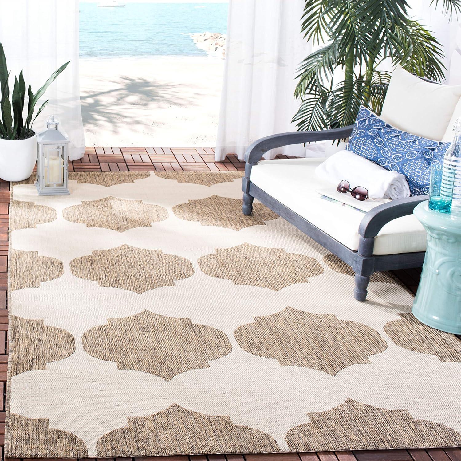 Courtyard CY6162 Power Loomed Indoor and Outdoor Accent Rug - Beige/Brown - 2'7"x5' - Safavieh