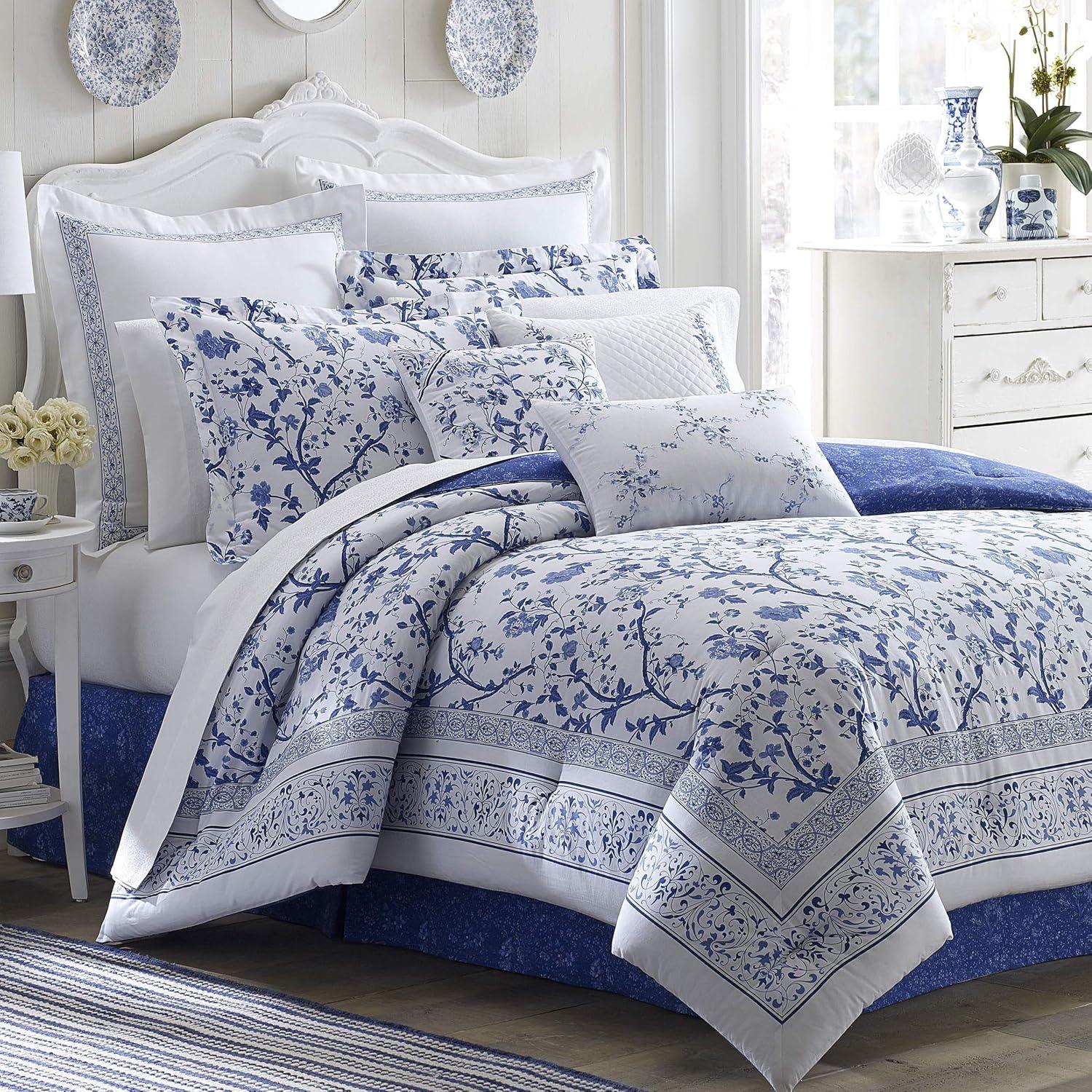 Charlotte Blue Floral Cotton Twin Duvet Cover Set