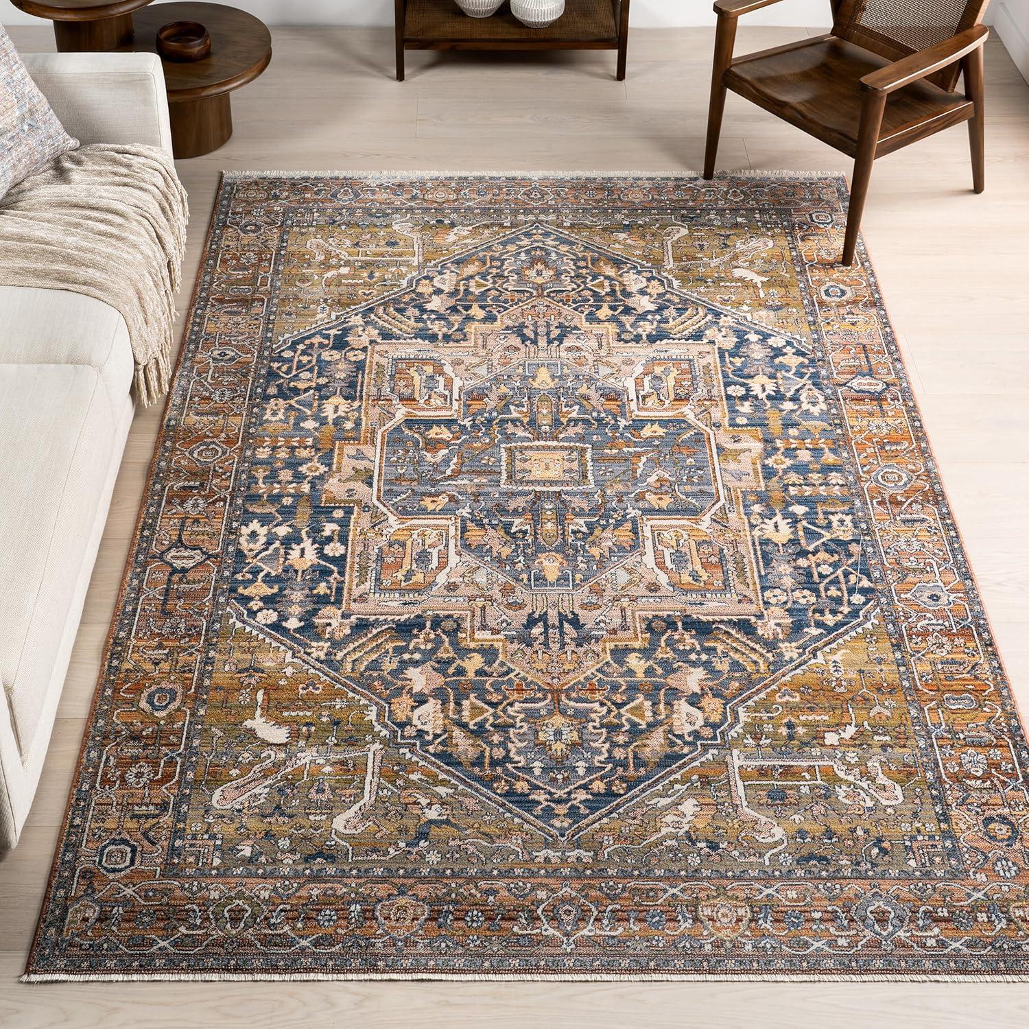Nuloom Harriet Medallion 5x8 Indoor Area Rug for Living Room Bedroom Dining Room Kitchen, Rust/Multicolor