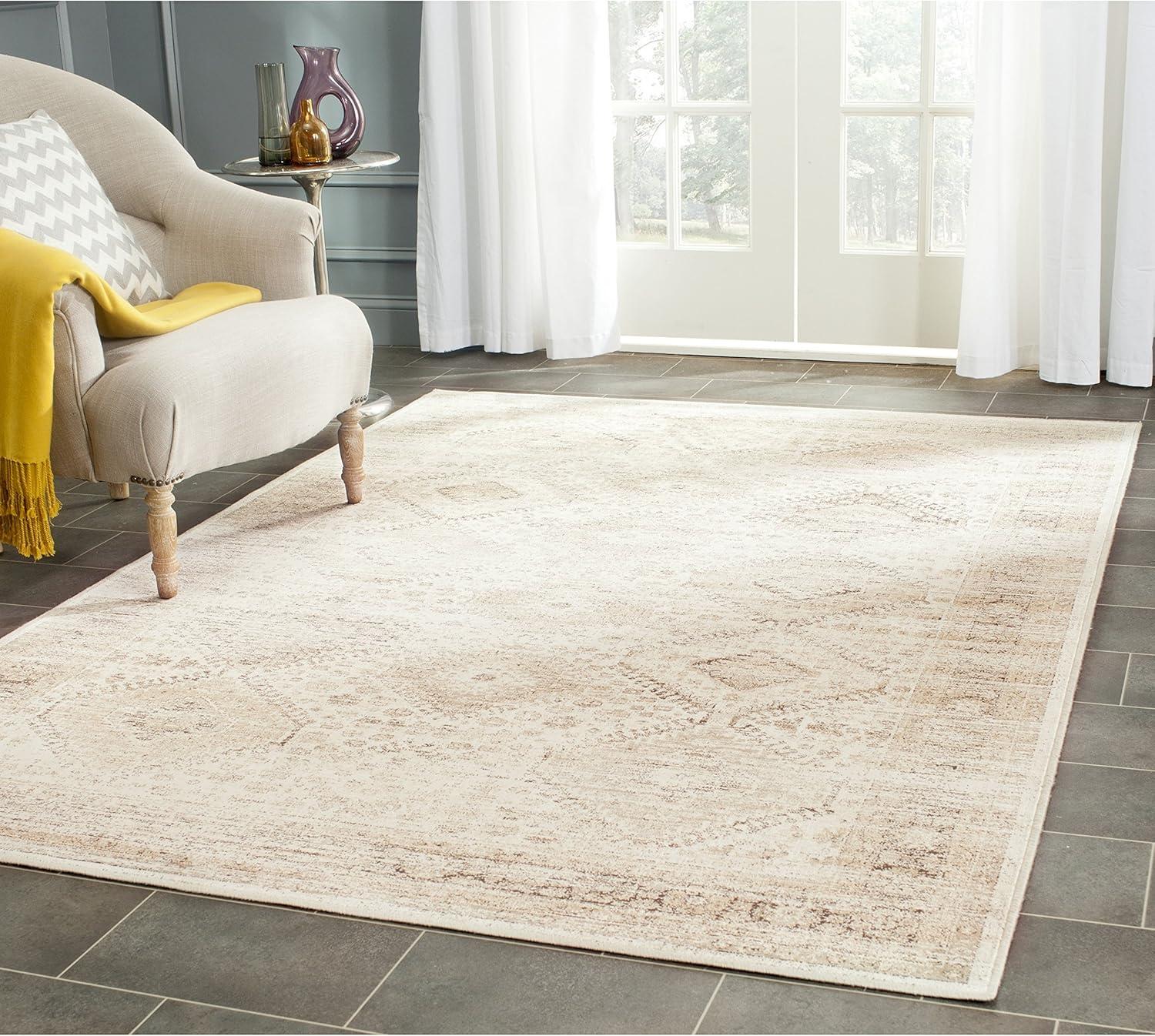 Vintage VTG118 Power Loomed Indoor Skid-Resistant Area Rug - Stone - 10'x14' - Safavieh