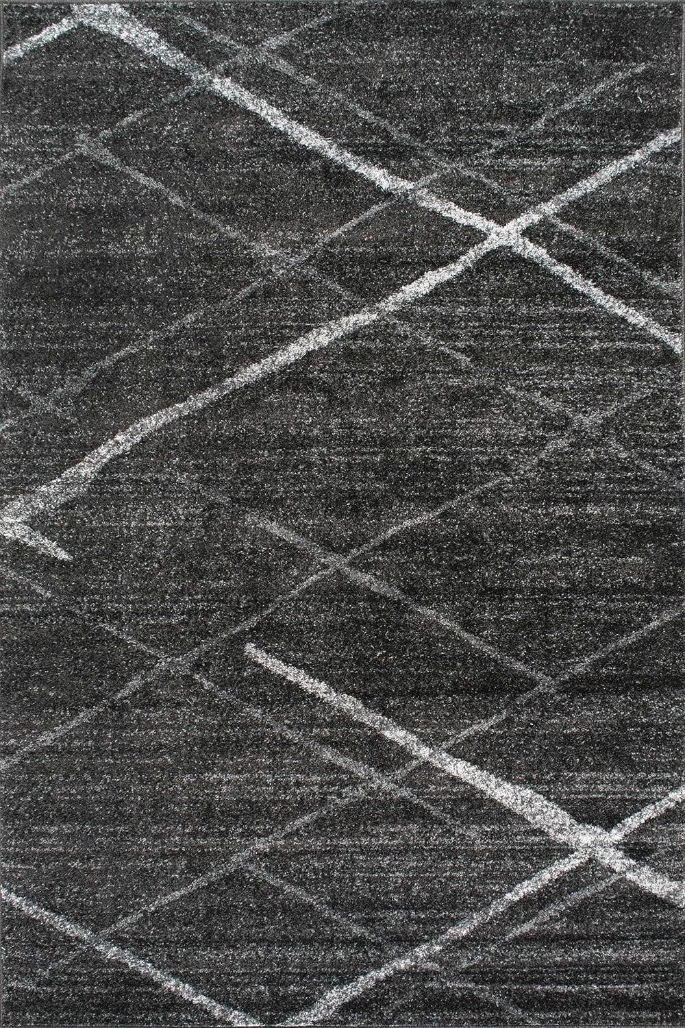 Nuloom 8x10 Thigpen Contemporary Indoor Area Rug, Charcoal, Abstract Lines, Non-Slip Backing, Stain Resistant, Bedroom Living Room, Kitchen