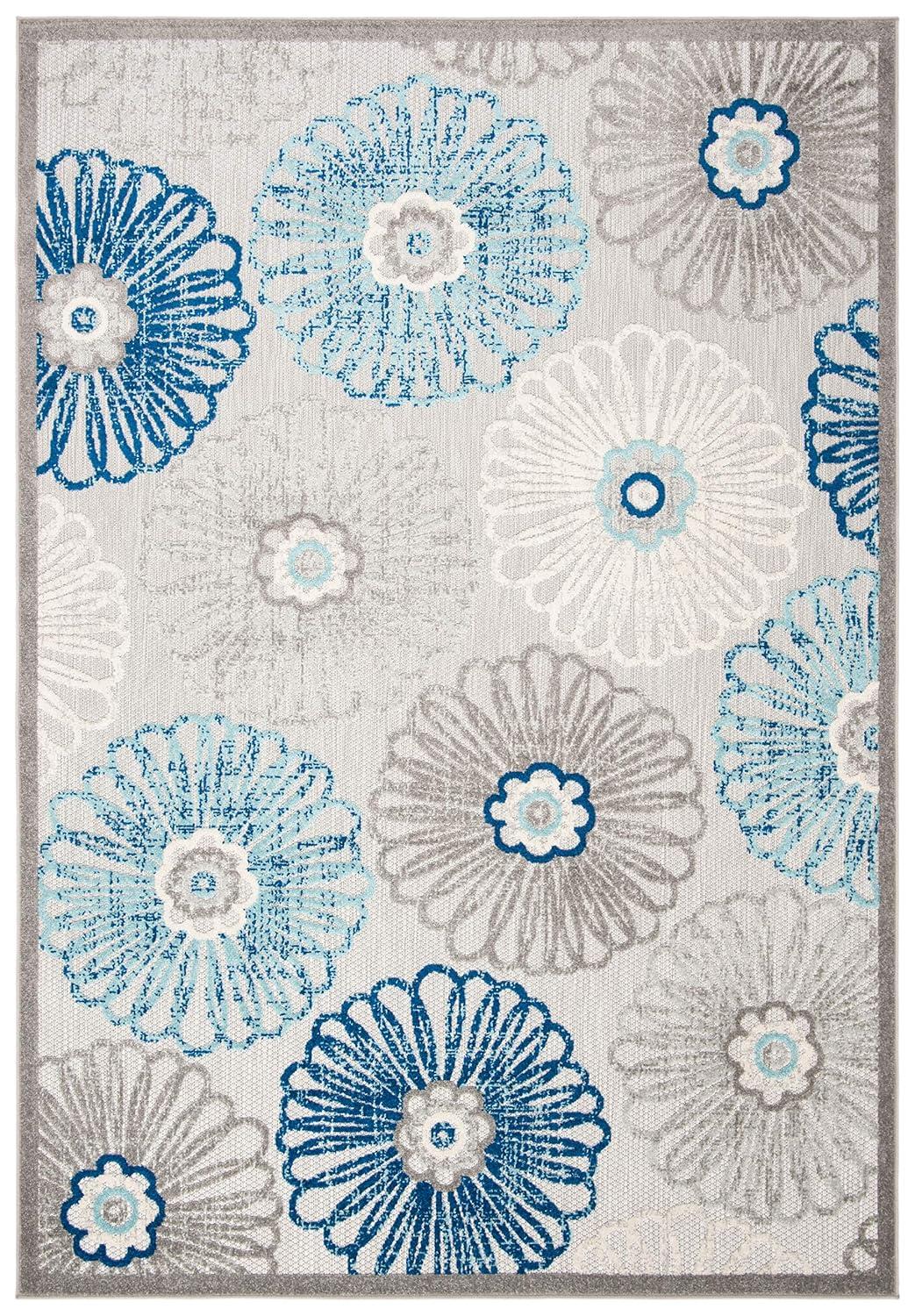 Cabana CBN801 Power Loomed Indoor/Outdoor Area Rug - Grey/Blue - 4'x6' - Safavieh.
