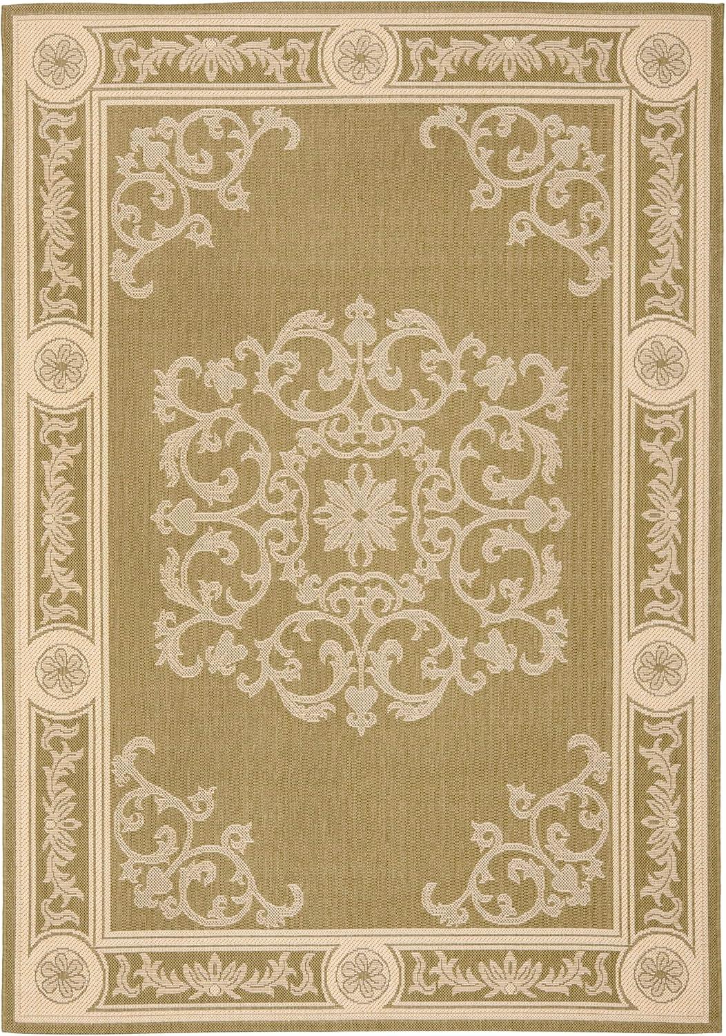 Courtyard CY2914 Power Loomed Indoor and Outdoor Area Rug - Olive/Natural - 4'x5'7" - Safavieh