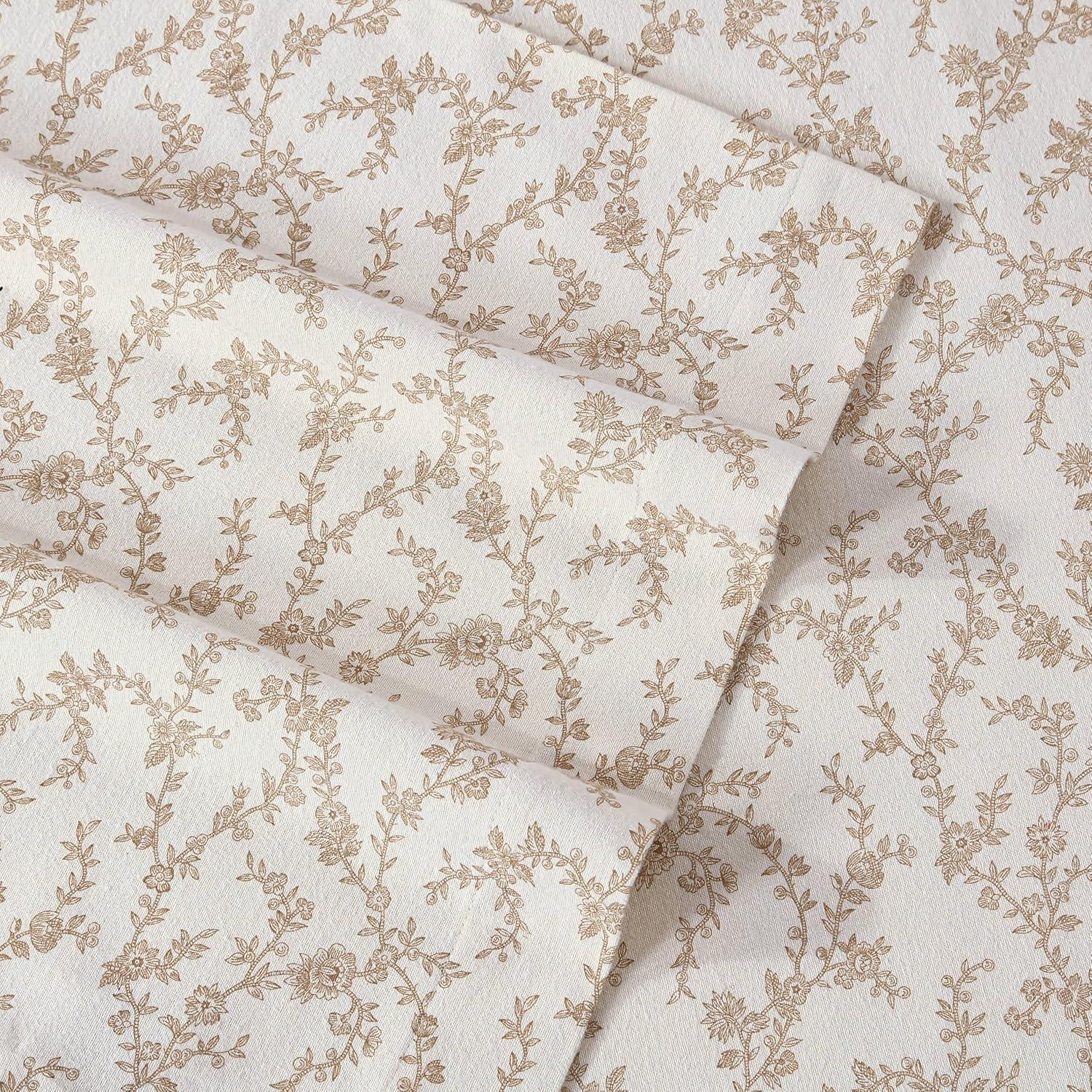 Laura Ashley Victoria Flannel Sheet Set Queen - Beige