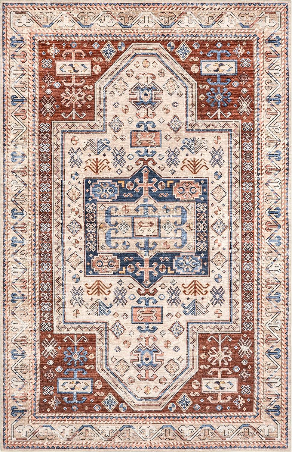 Nuloom Órla Bordered Pet Friendly Machine Washable Area Rug, 4' x 6', Rust