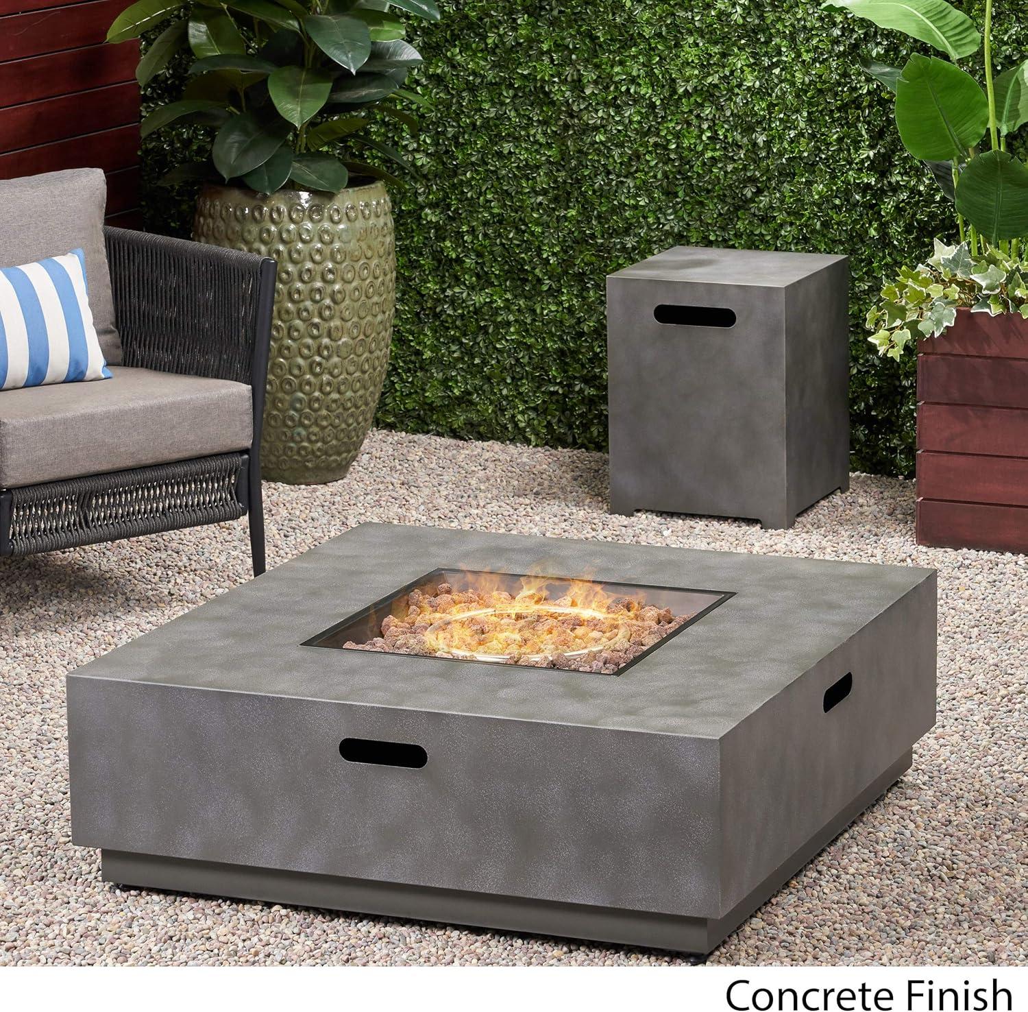 Maxim Outdoor 40-Inch Square Fire Pit with Tank Holder, Concrete