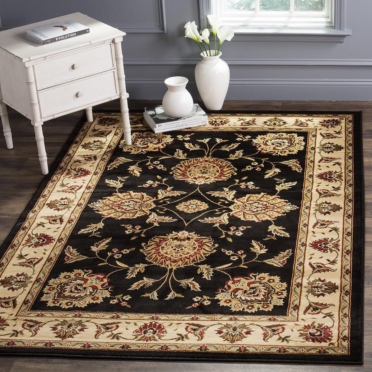 Lyndhurst LNH555 Power Loomed Area Rug - Black/Ivory - 5'3"x7'6" - Safavieh