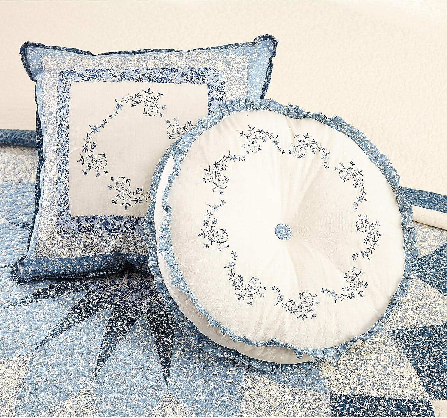 Simona Embroidered Round Pillow