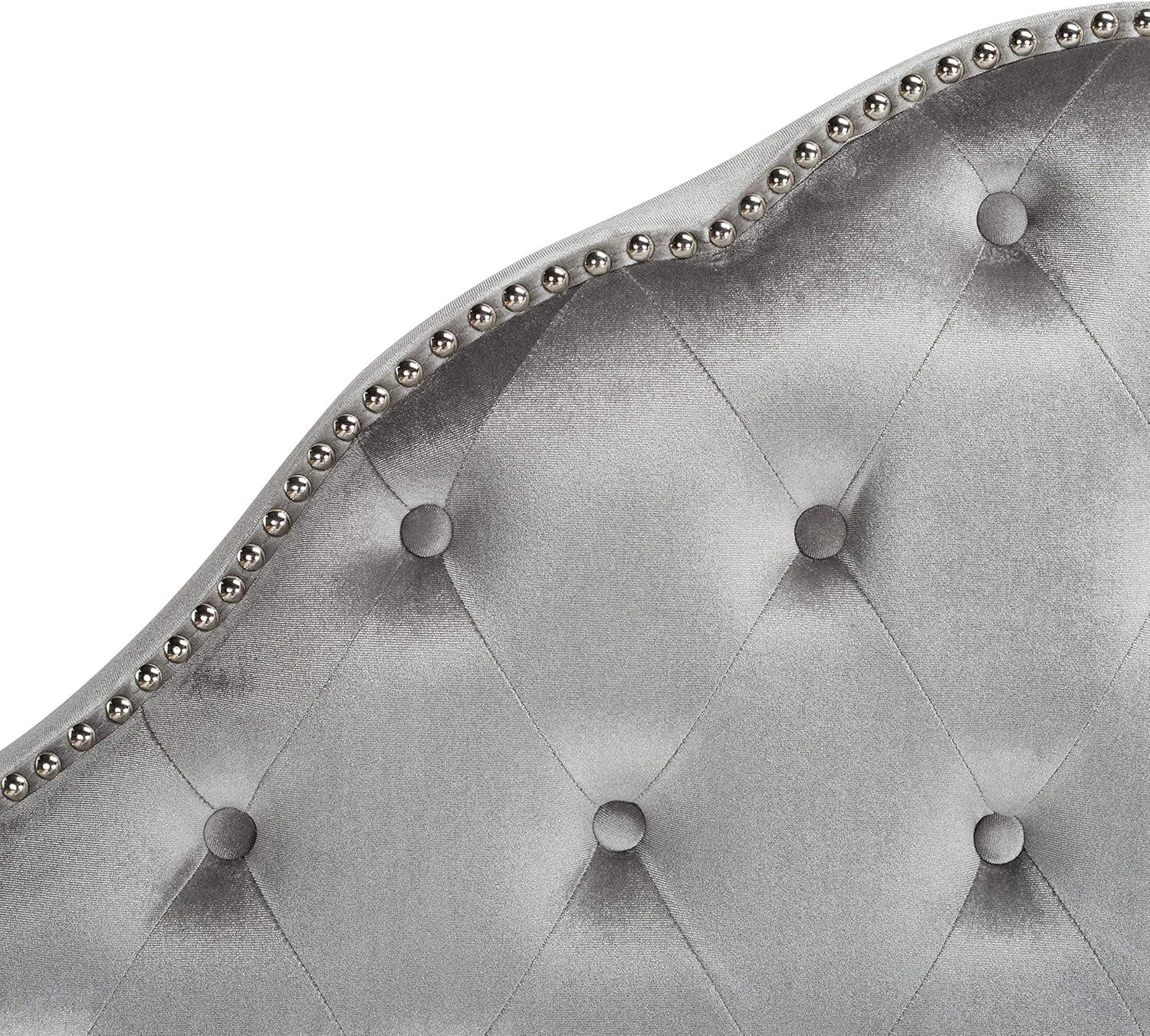 SAFAVIEH Beckham Modern Glam Tufted Headboard with Nail Heads, Queen, Light Grey