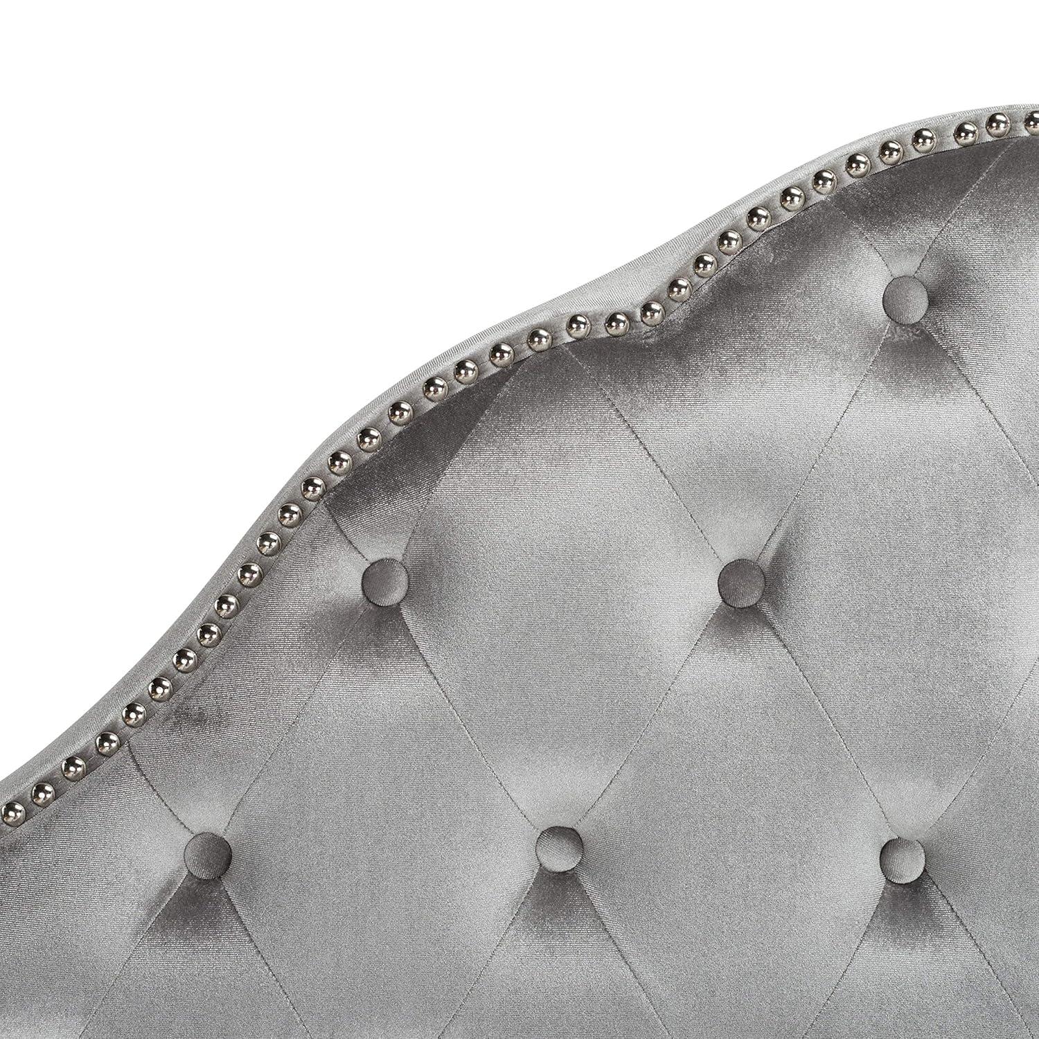 SAFAVIEH Beckham Modern Glam Tufted Headboard with Nail Heads, Queen, Light Grey