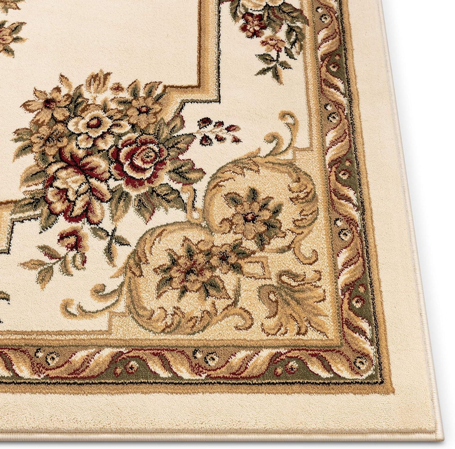 Well Woven Pastoral Medallion French European Floral Formal Traditional Modern Classic Thick Soft 5'3" x 7'3" Red Area Rug