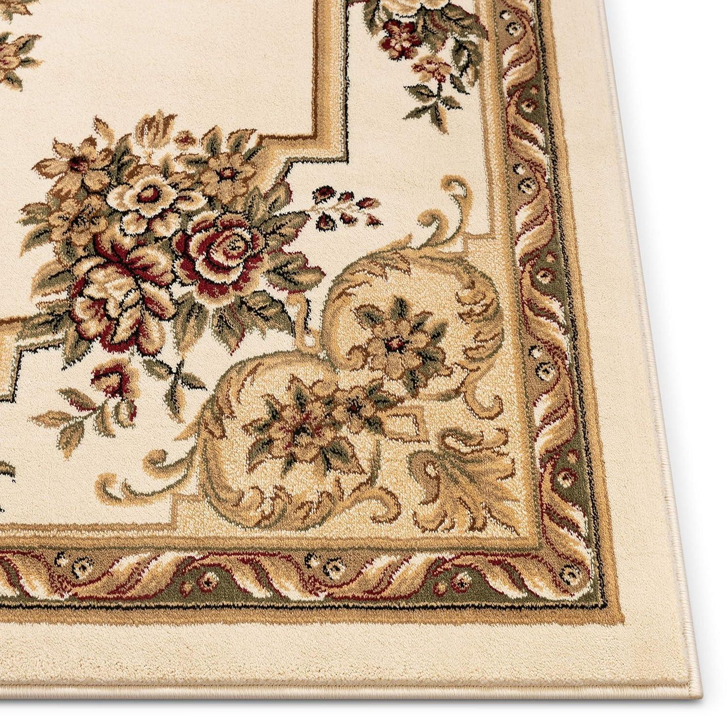 Well Woven Pastoral Medallion French European Floral Formal Traditional Modern Classic Thick Soft 5'3" x 7'3" Red Area Rug