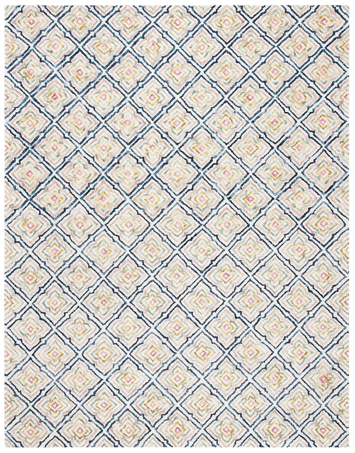 Trace TRC512 Hand Tufted Area Rug - Ivory/Navy - 8'x10' - Safavieh.