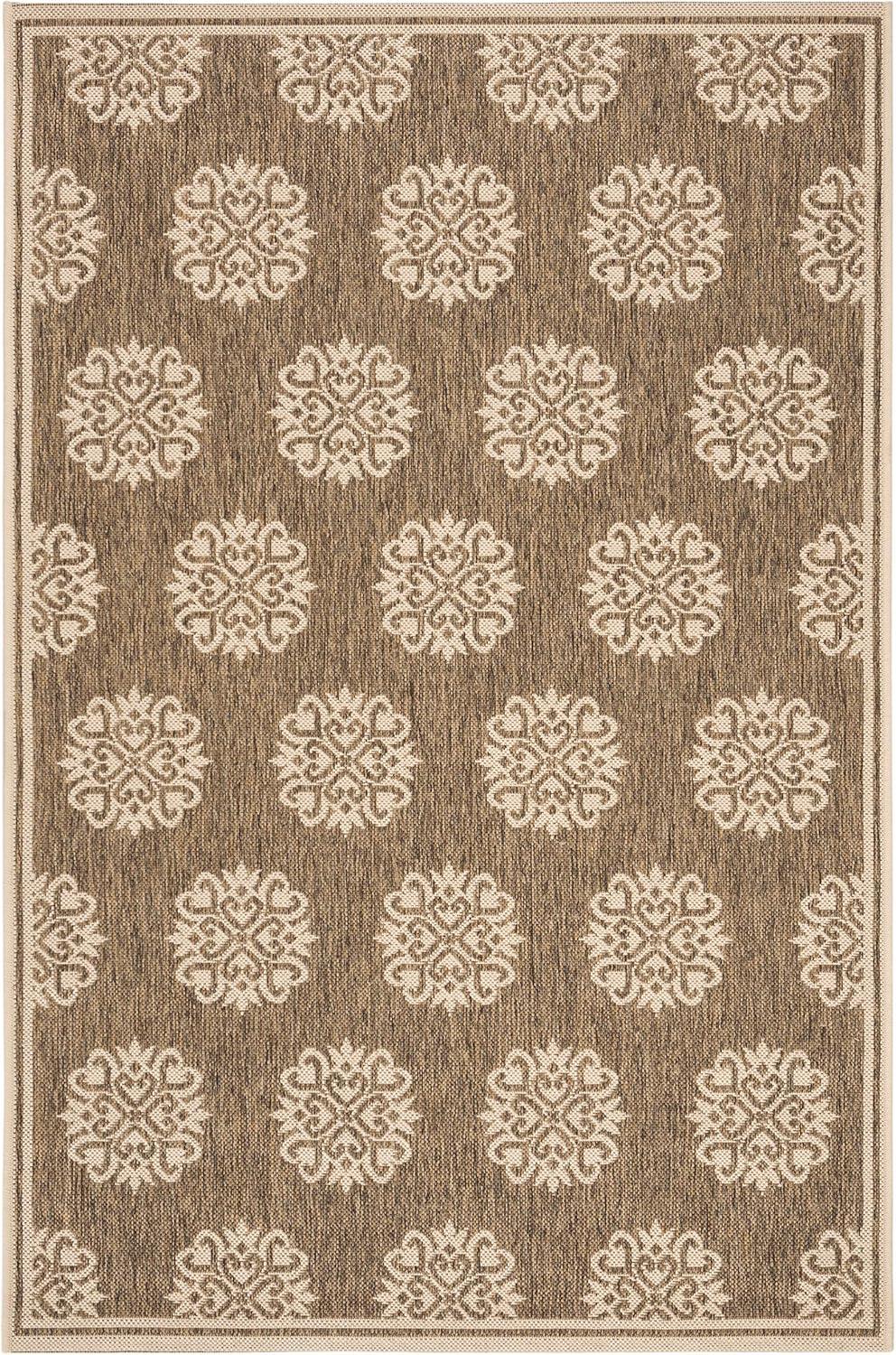 SAFAVIEH Beach House Regent Geometric Indoor/Outdoor Area Rug, Beige/Cream, 4' x 6'