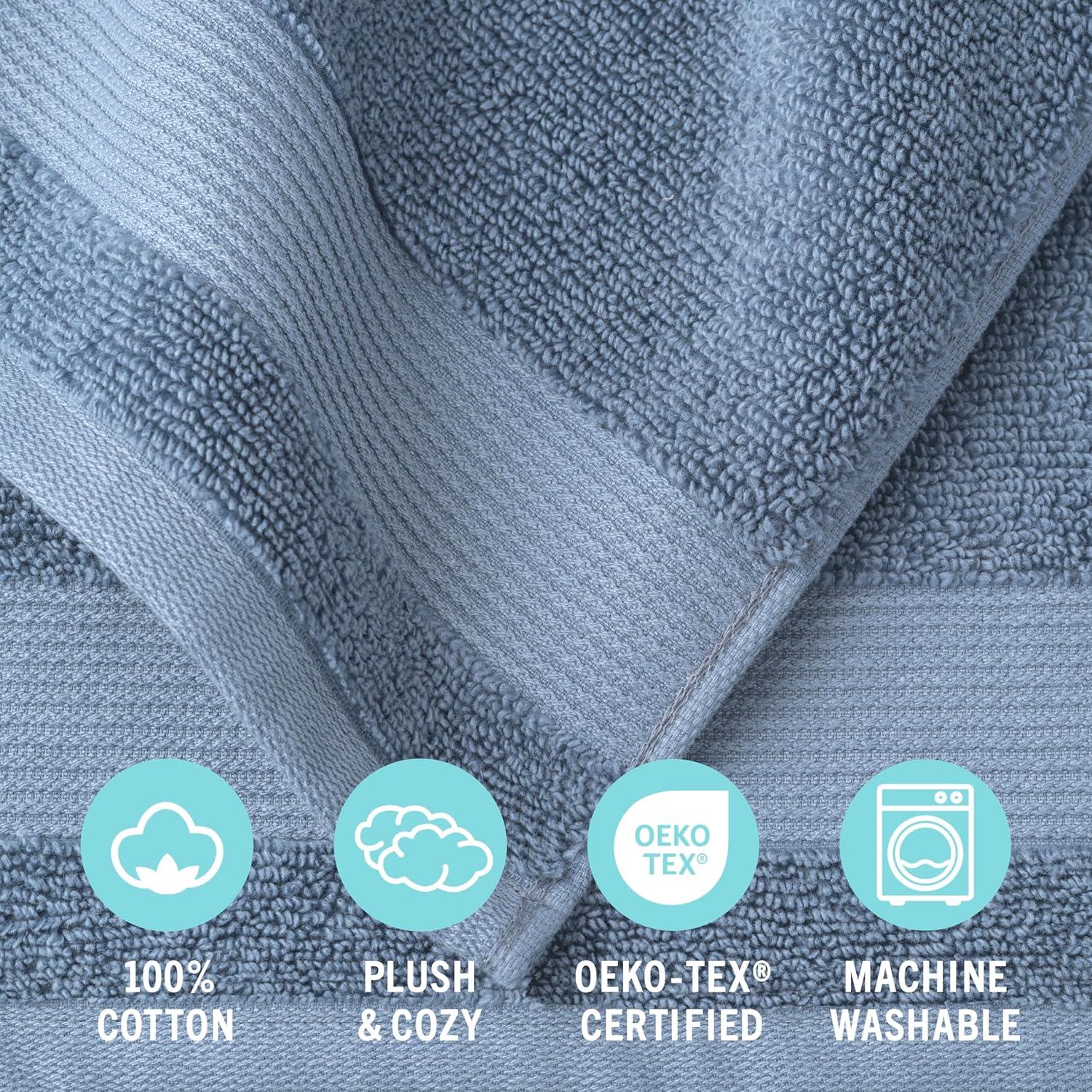 Blue 100% Cotton 6-Piece Bath Towel Set