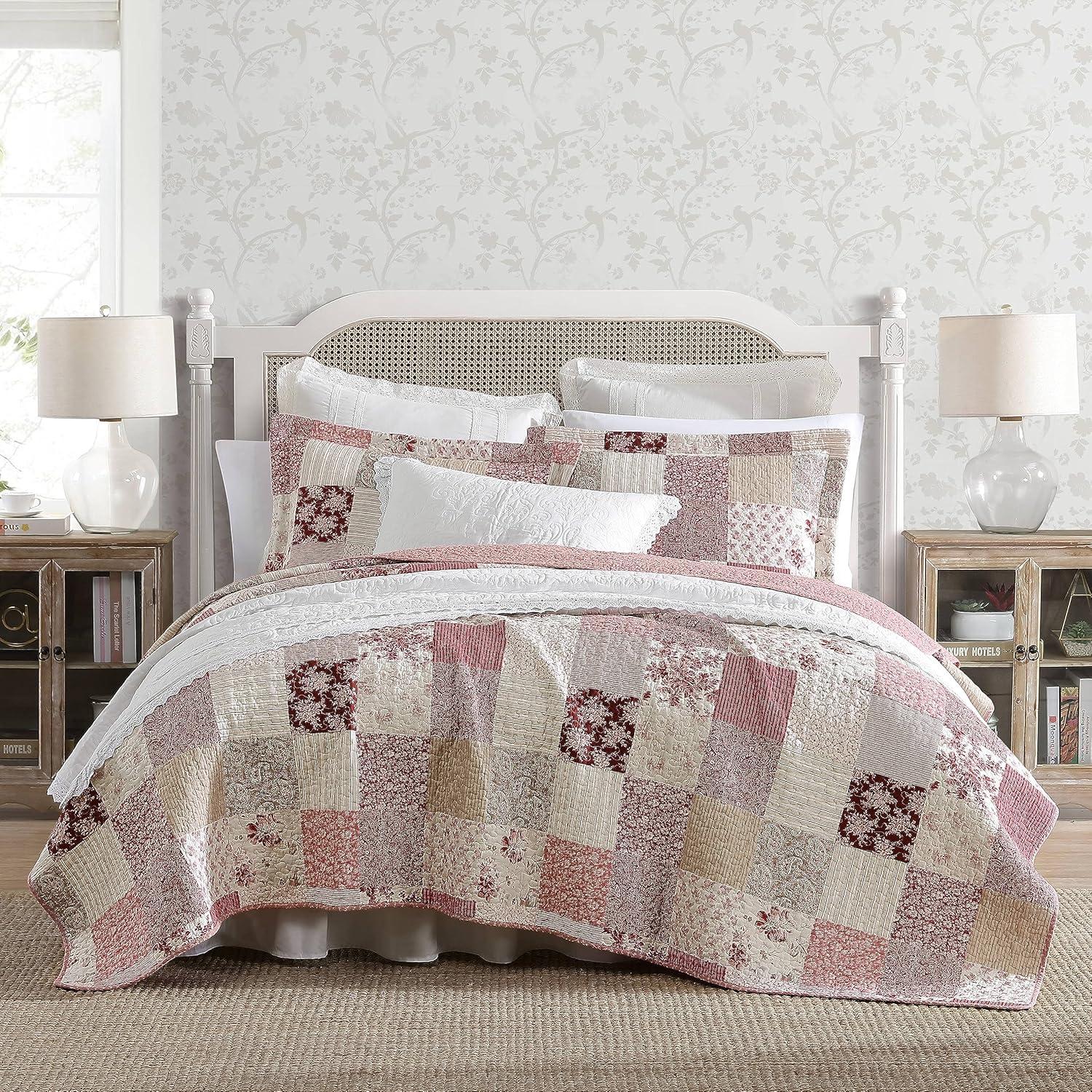 Laura Ashley Celina Patchwork Cotton Reversible Quilt Set