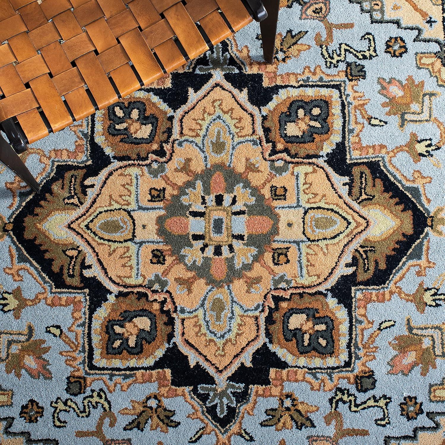 Heritage HG625 Handmade Area Rug - 5'x8' - Blue/Light Brown - Safavieh