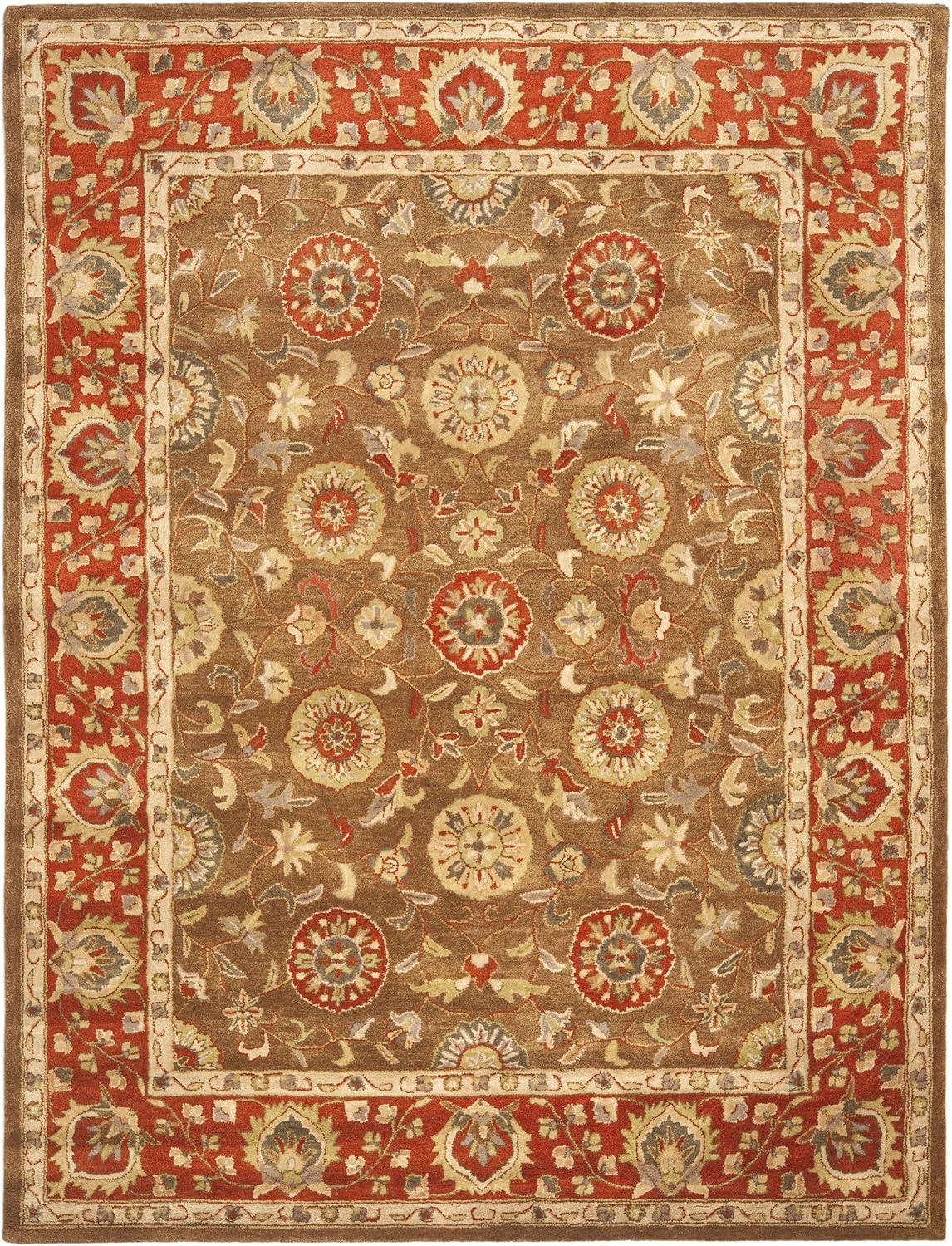 SAFAVIEH Heritage Mercia Traditional Wool Area Rug, Beige/Rust, 9' x 12'