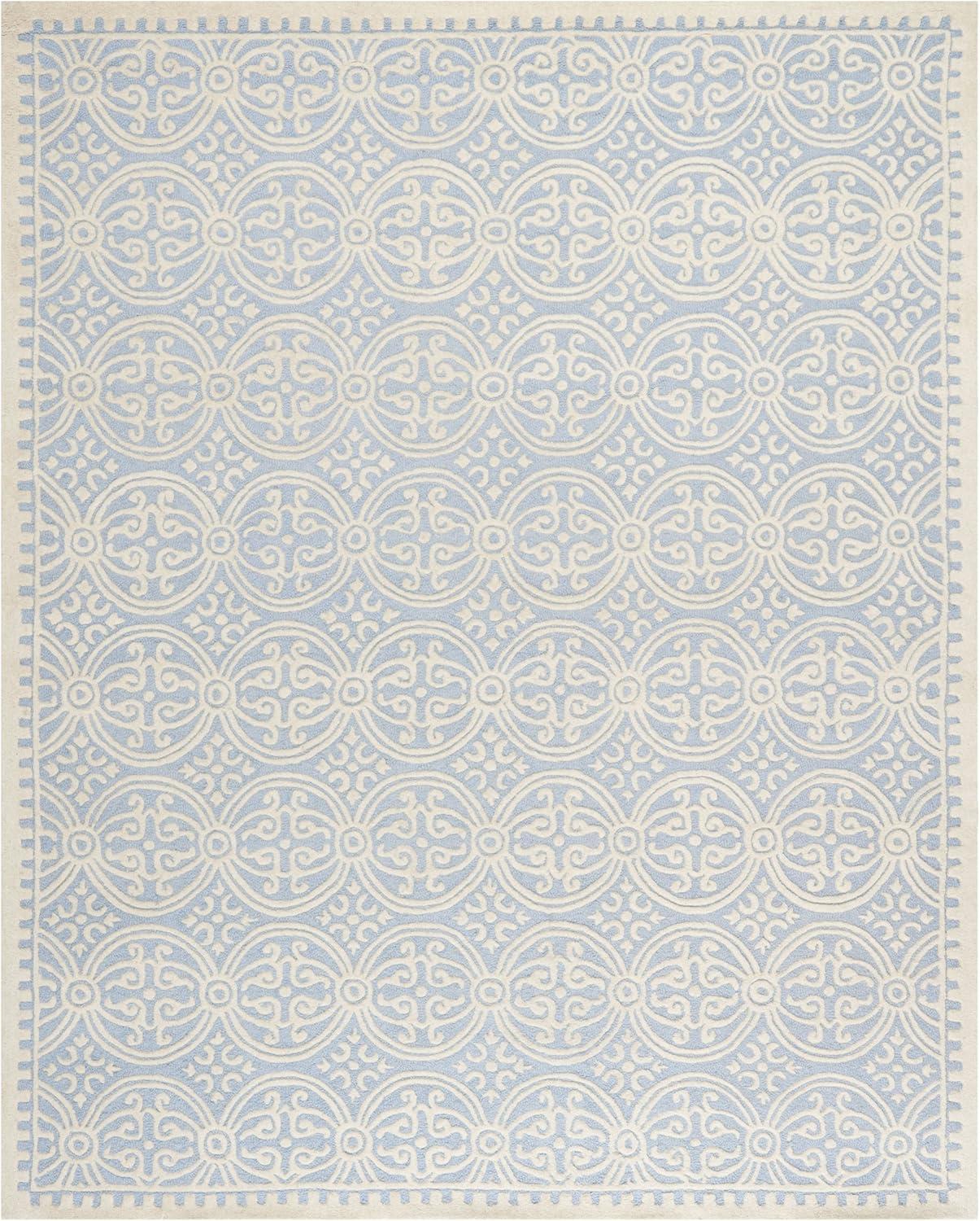 SAFAVIEH Cambridge Leslie Geometric Wool Area Rug, Light Blue/Ivory, 11' x 15'