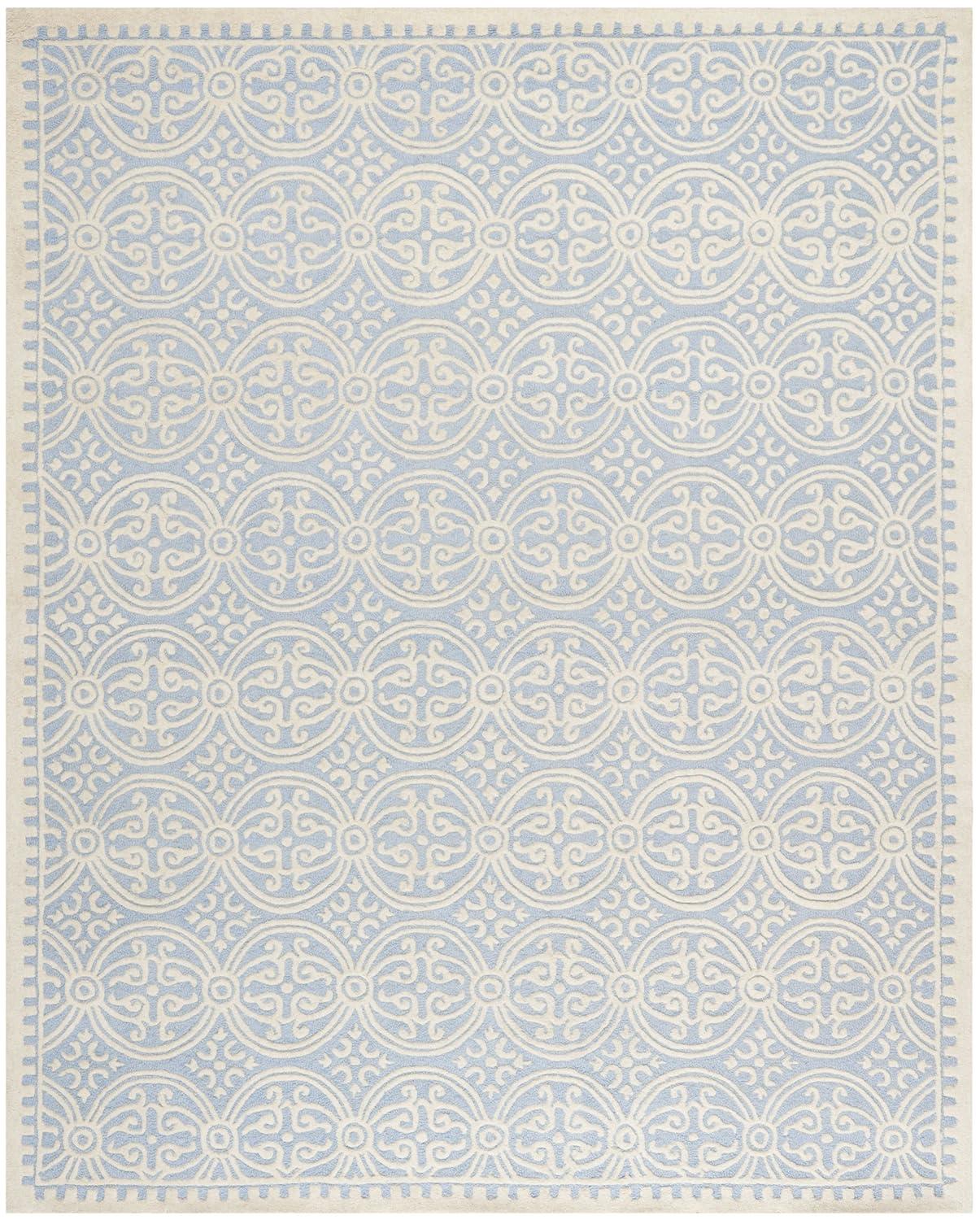 SAFAVIEH Cambridge Leslie Geometric Wool Area Rug, Light Blue/Ivory, 11' x 15'