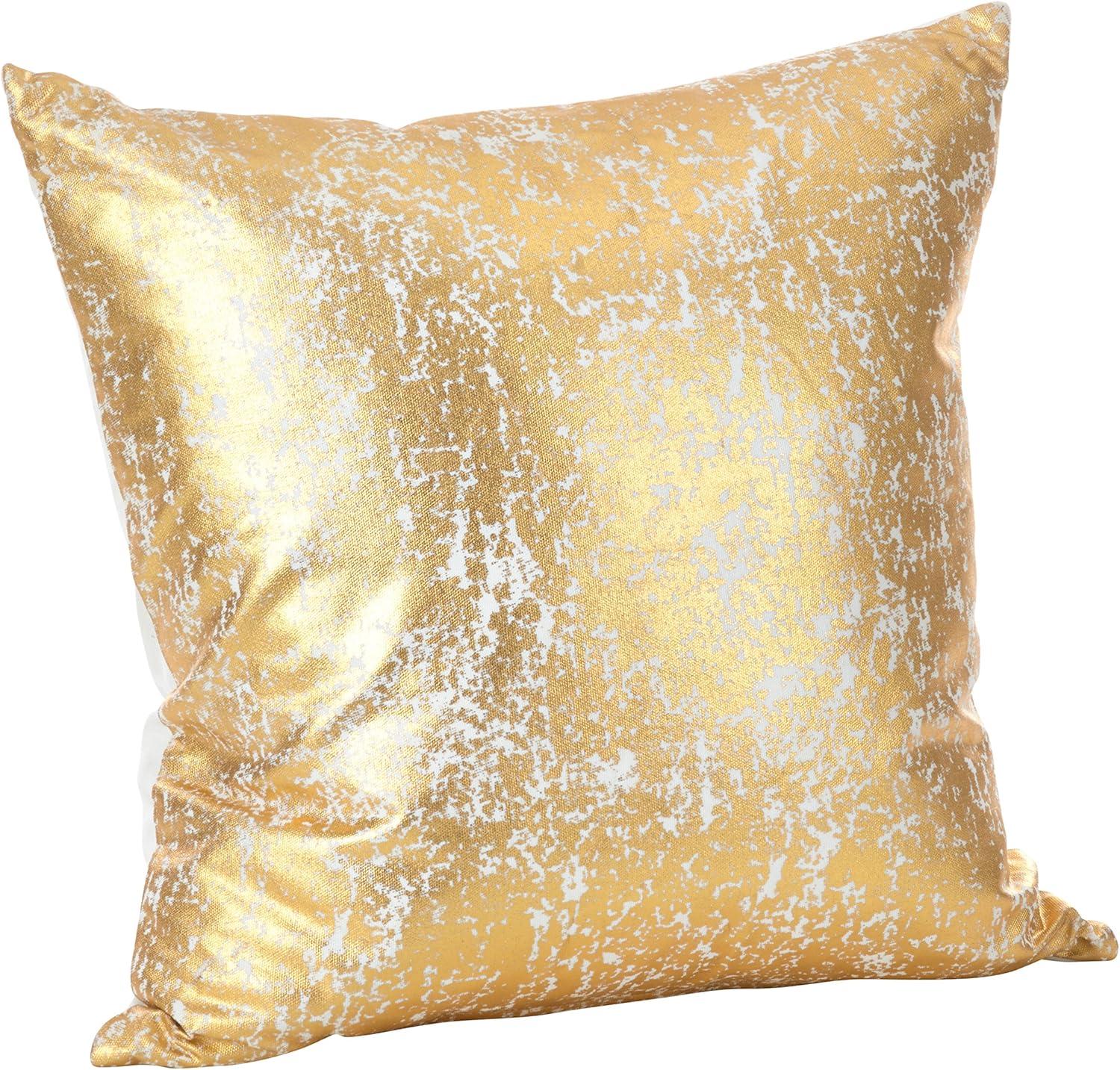 18"x18" Donnelou Metallic Foil Print Throw Pillow Gold - Saro Lifestyle