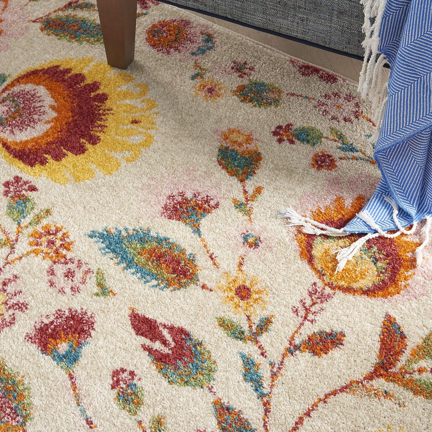 Nourison Allur Blooming Floral Indoor Area Rug Yellow Multicolor 5'3" x 7'3"