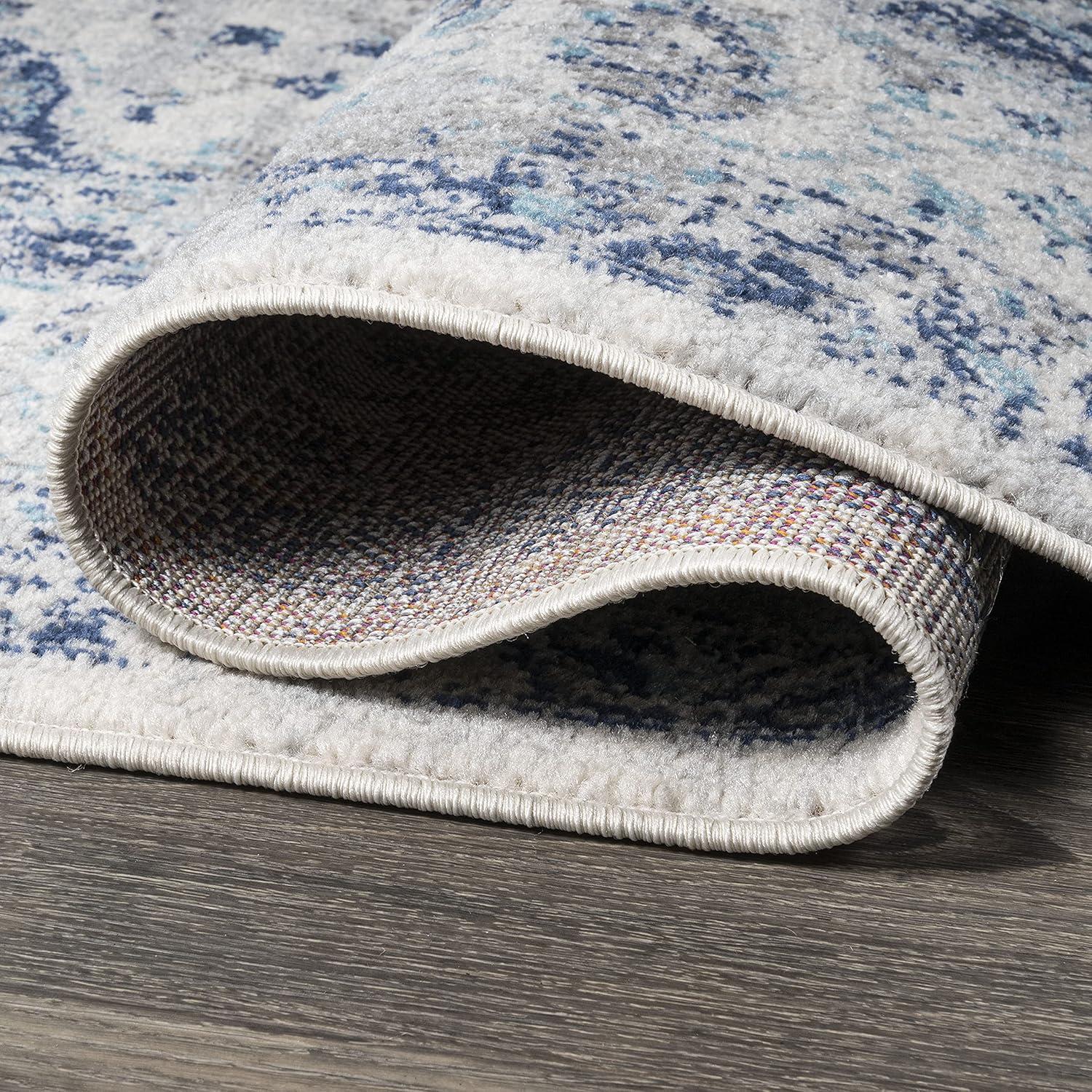 5'x 8' Indhira Ornate Medallion Persian Area Rug, Blue/Gray - JONATHAN Y