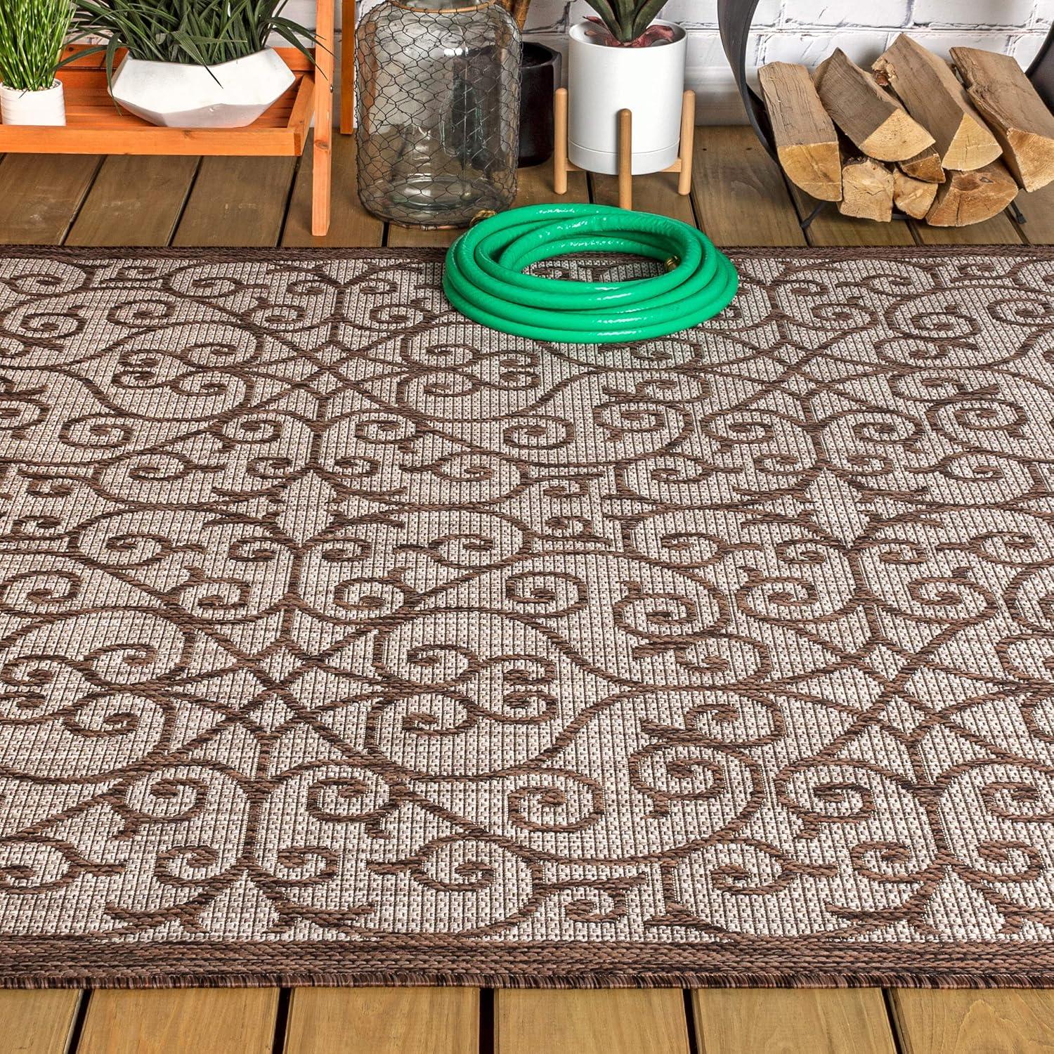 Madrid Vintage Filigree Textured Weave Indoor/Outdoor Area Rug - JONATHAN Y