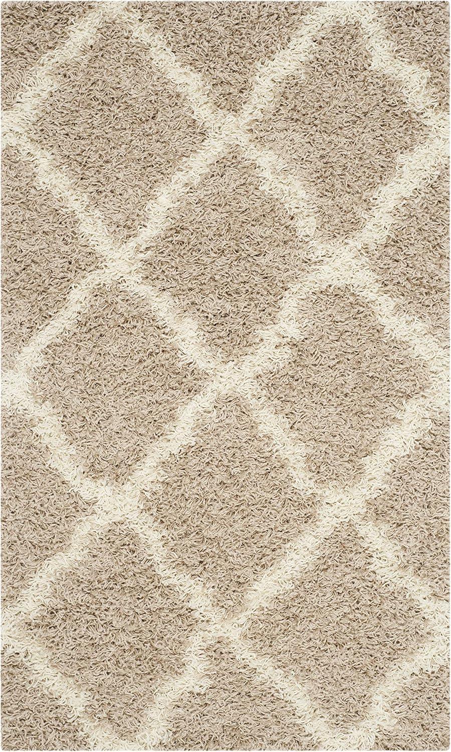 SAFAVIEH Dallas Logan Geometric Shag Area Rug, Beige/Ivory, 3' x 5'